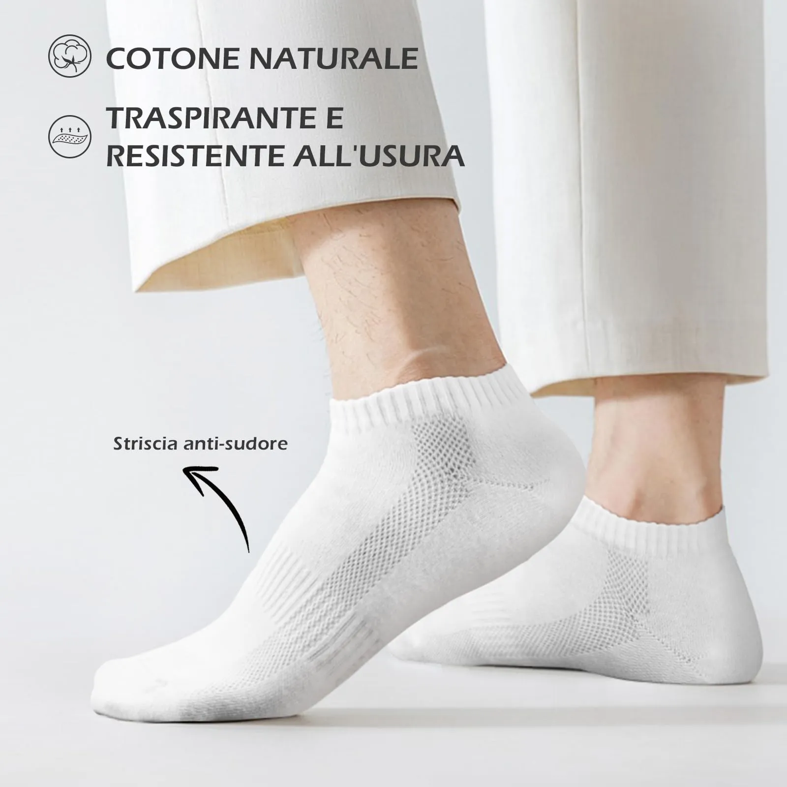 QINCAO Calzini Sportivi Corti Uomo Donna, Cotone Traspirante, 6/10 Paia - immagine 4