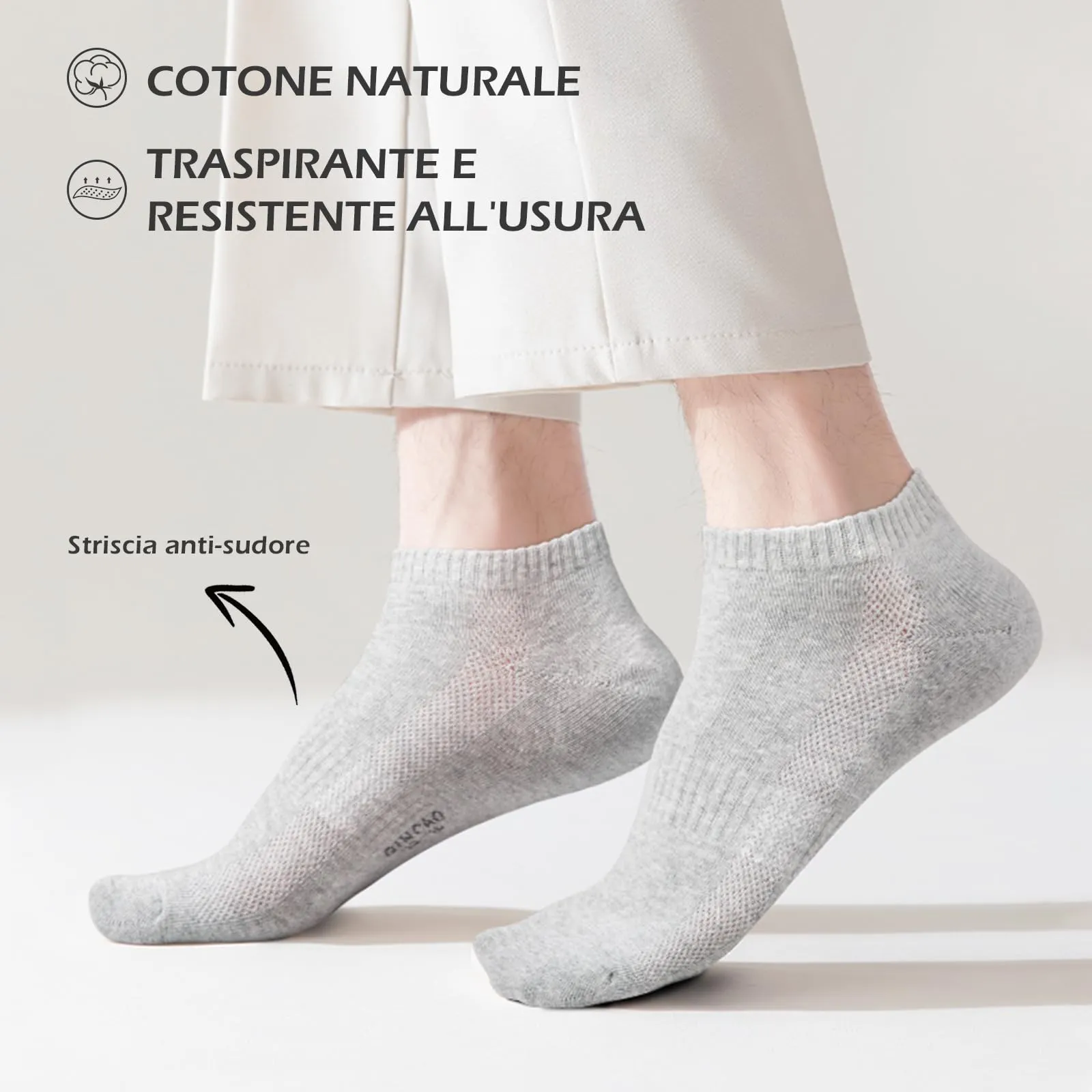 QINCAO Calzini Sportivi Corti Uomo Donna, Cotone Traspirante, 6/10 Paia - immagine 4