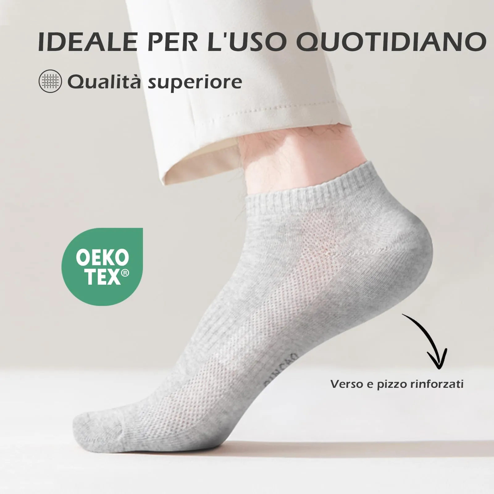 QINCAO Calzini Sportivi Corti Uomo Donna, Cotone Traspirante, 6/10 Paia - immagine 5