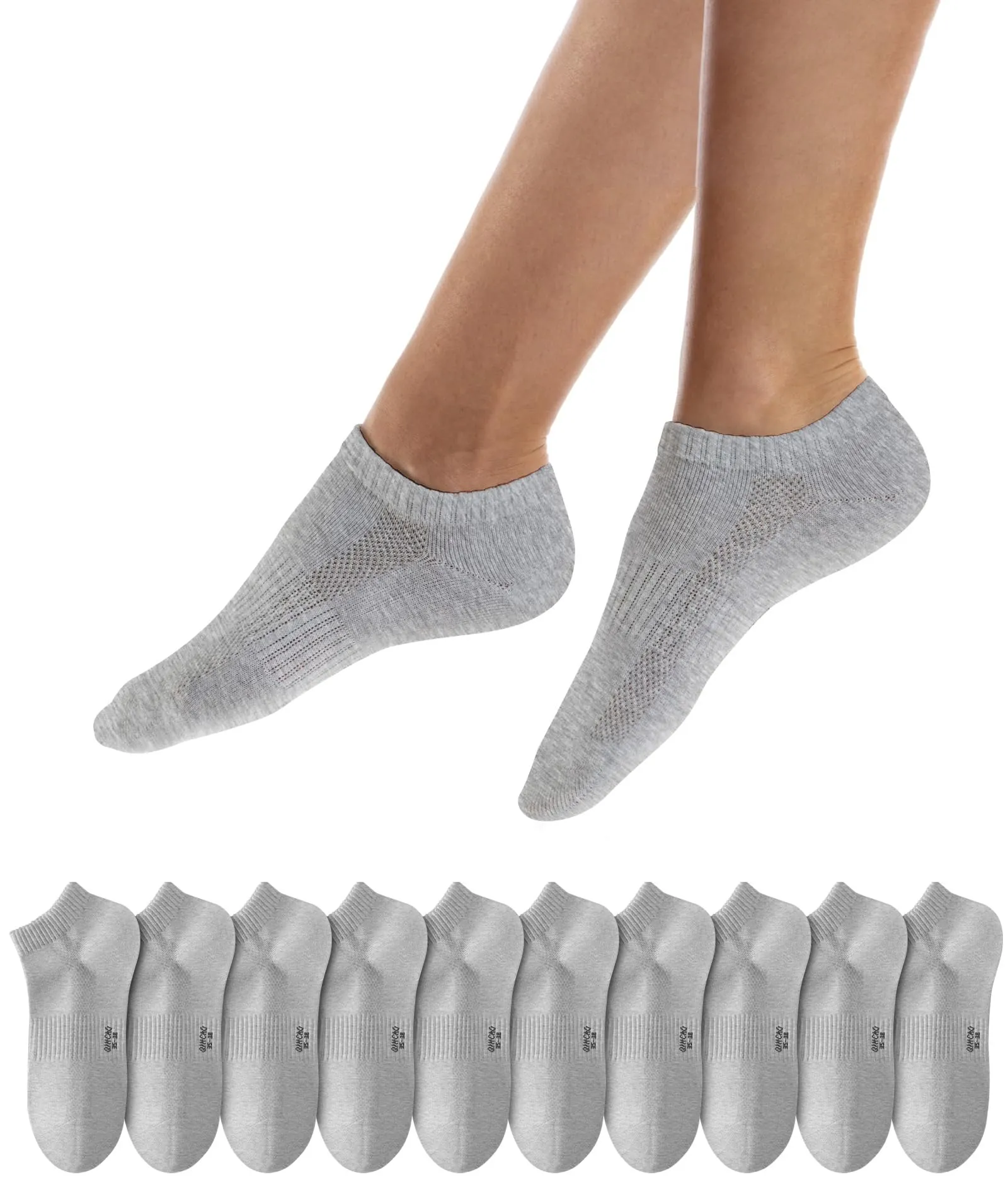 QINCAO Calzini Sportivi Corti Uomo Donna, Cotone Traspirante, 6/10 Paia - immagine 1