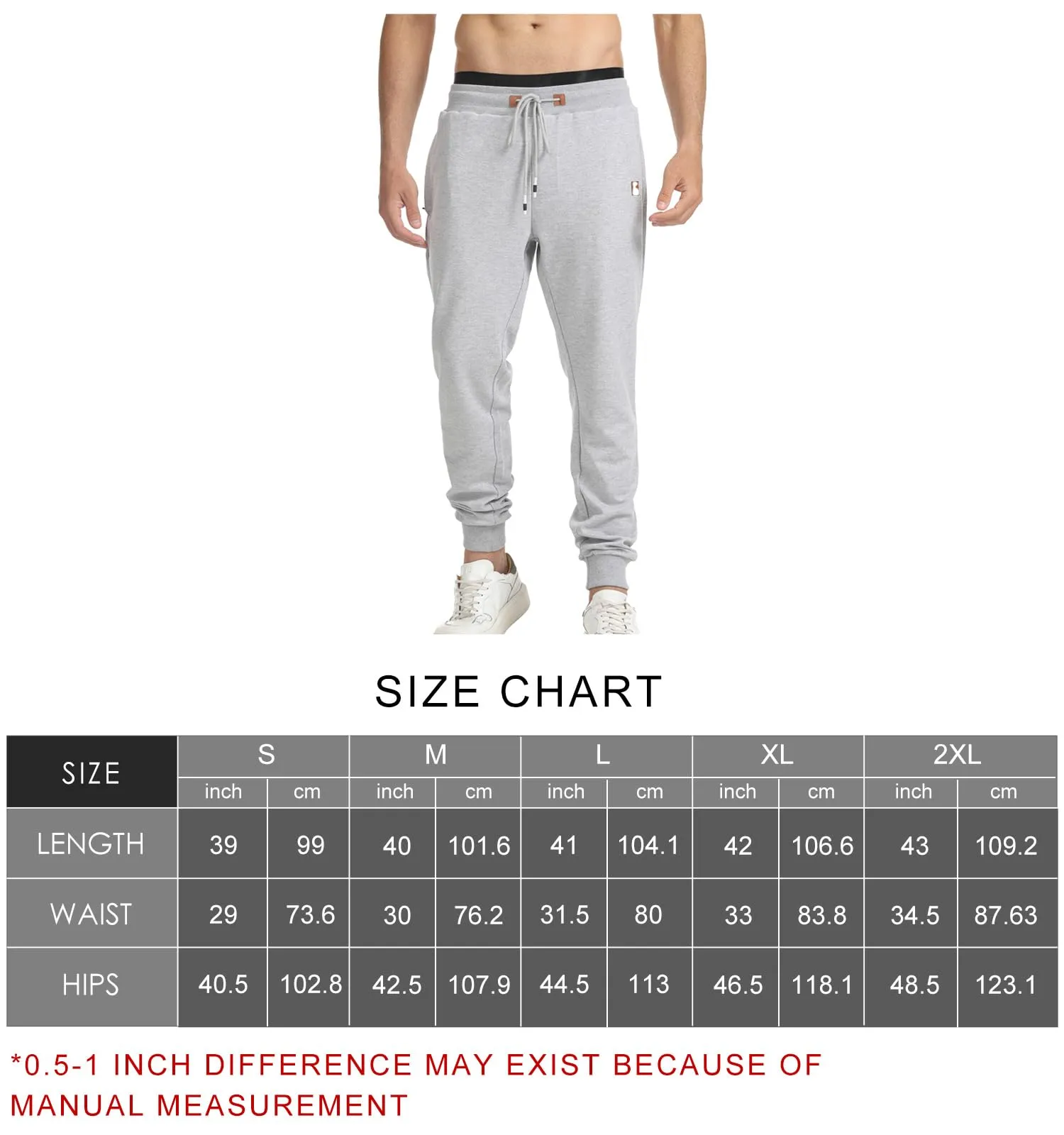 Suwangi Pantaloni Sportivi da Uomo per Jogging, Palestra e Corsa con Tasche Zip, Grigio Chiaro, XXL - immagine 6