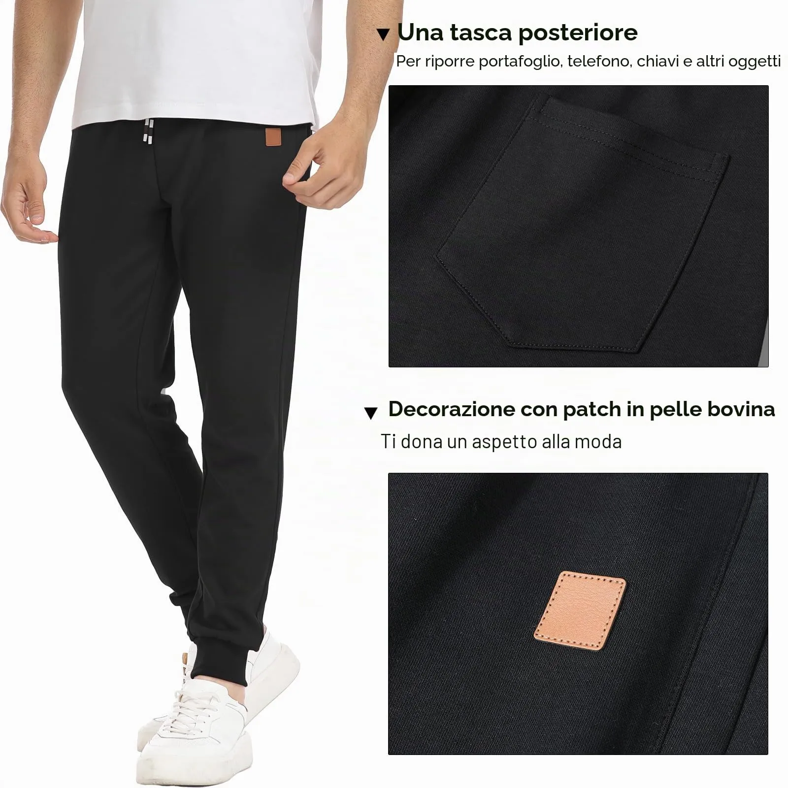 Suwangi Pantaloni Sportivi da Uomo per Jogging, Palestra e Corsa con Tasche Zip - immagine 4