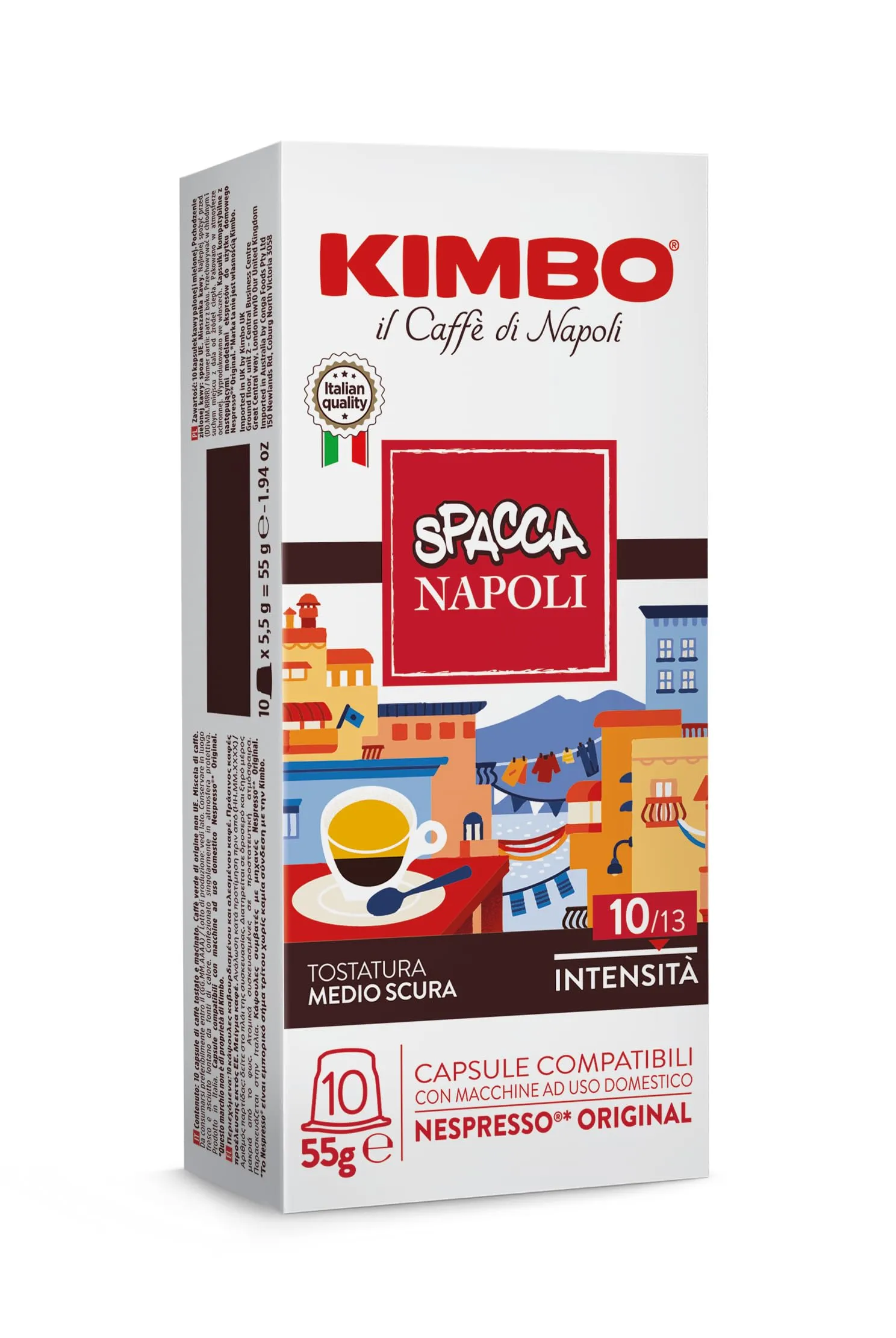 Kimbo Spacca Napoli Capsule Compatibili Nespresso Original, 300 Capsule (30 Confezioni da 10), Intensità 10/13, Tostatura Medio Scura - immagine 1