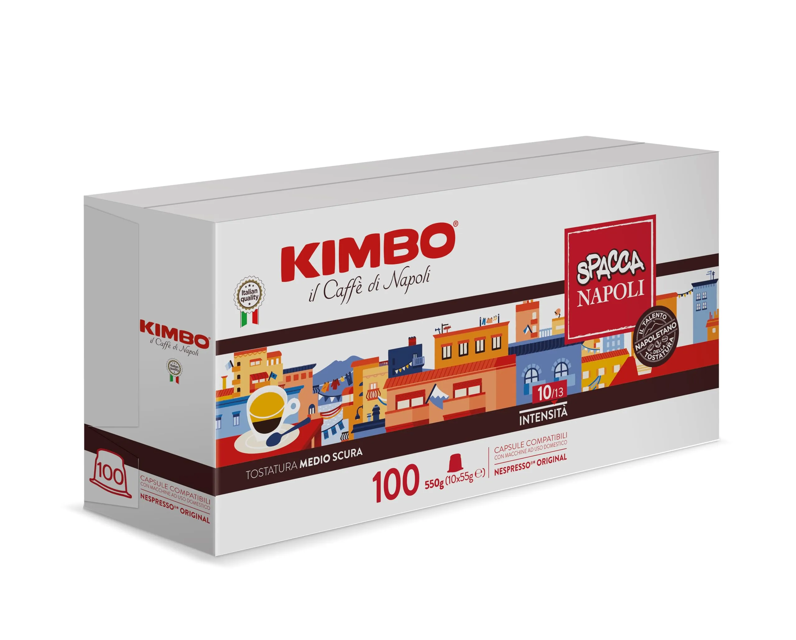 Kimbo Spacca Napoli Capsule Compatibili Nespresso Original, 300 Capsule (30 Confezioni da 10), Intensità 10/13, Tostatura Medio Scura - immagine 2