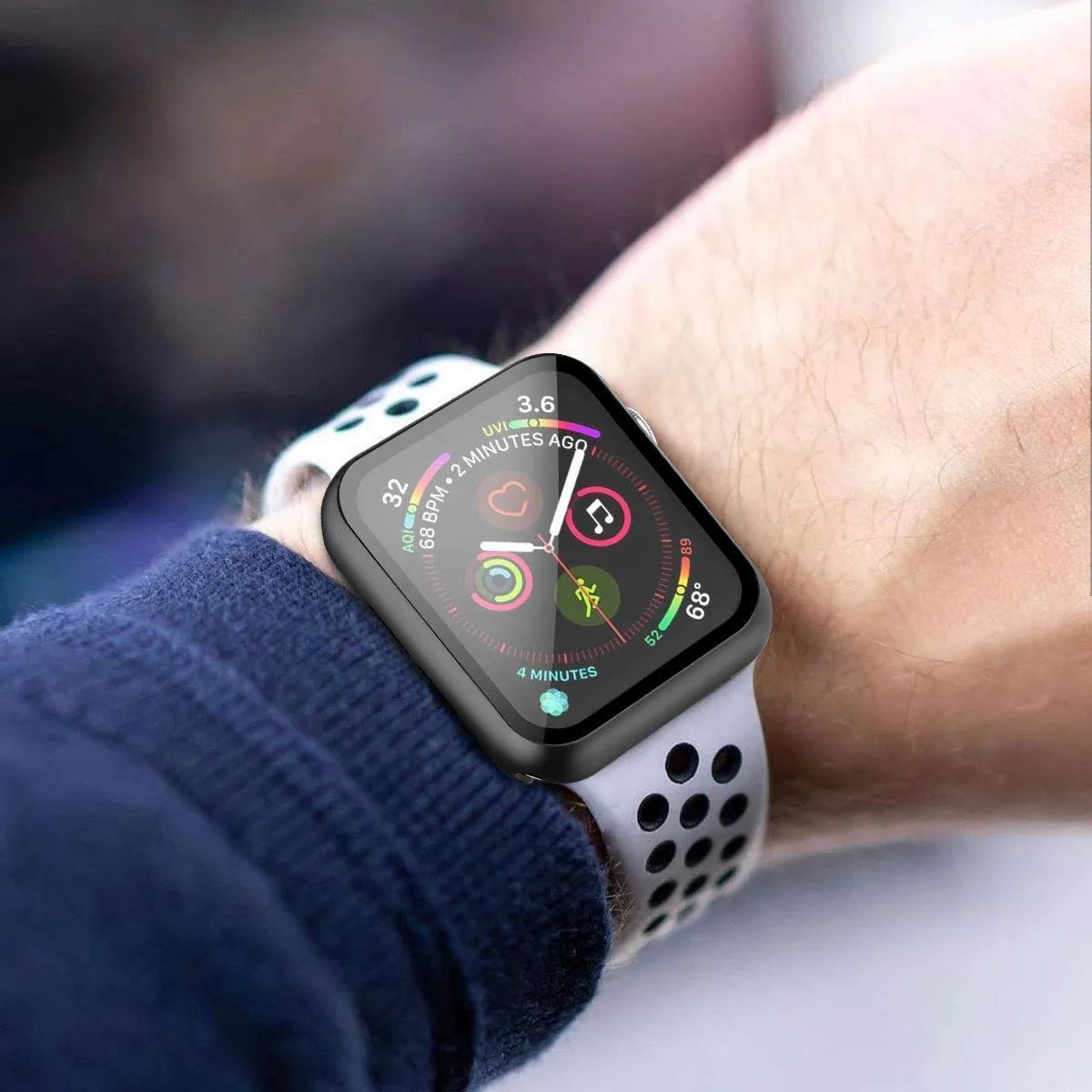 Misxi Cover con Vetro Temperato per Apple Watch SE3/SE2/SE/Serie 6/5/4 44mm, Nero (2 Pezzi) - immagine 6