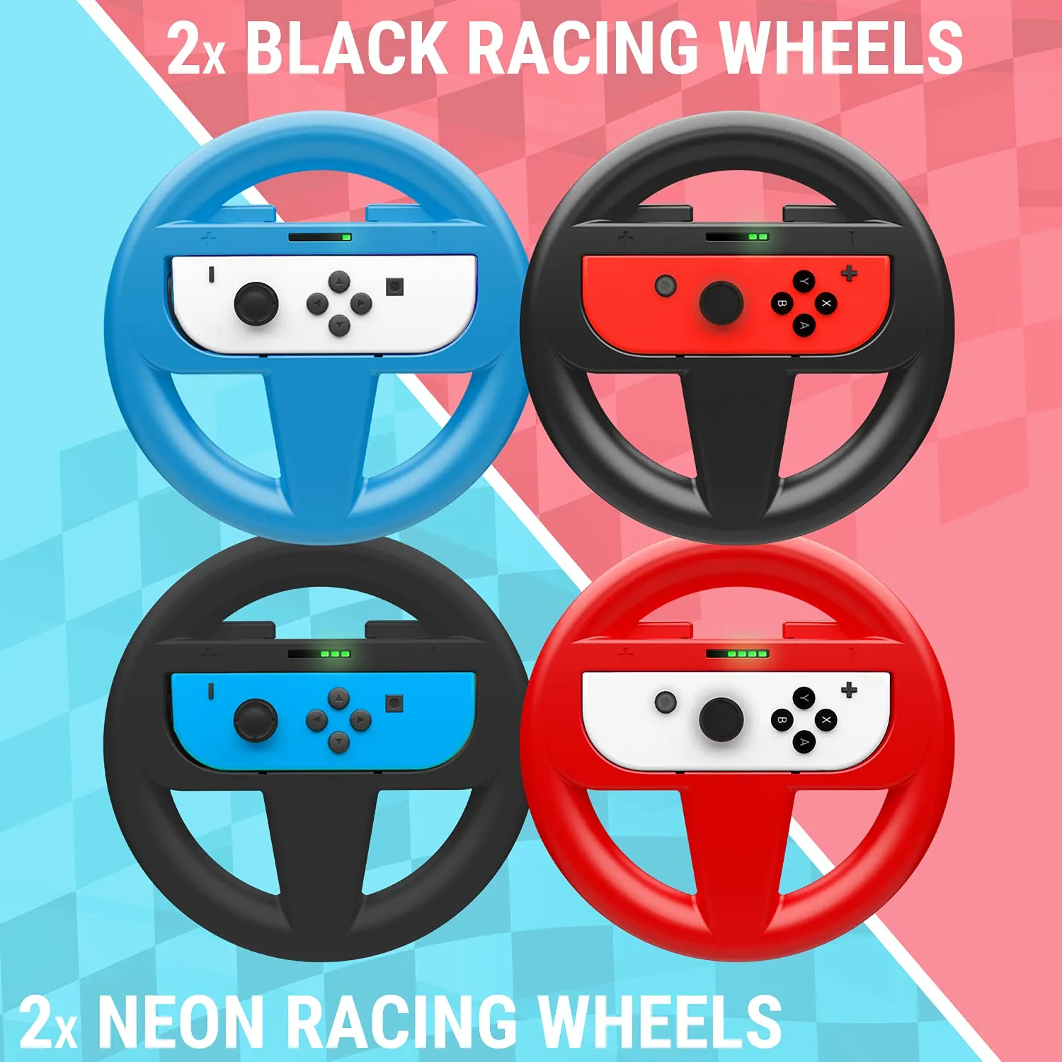 Orzly Lenkrad Vier Pack für Nintendo Switch (1x Blau, 1x Rot, 2x Schwarz) - immagine 7