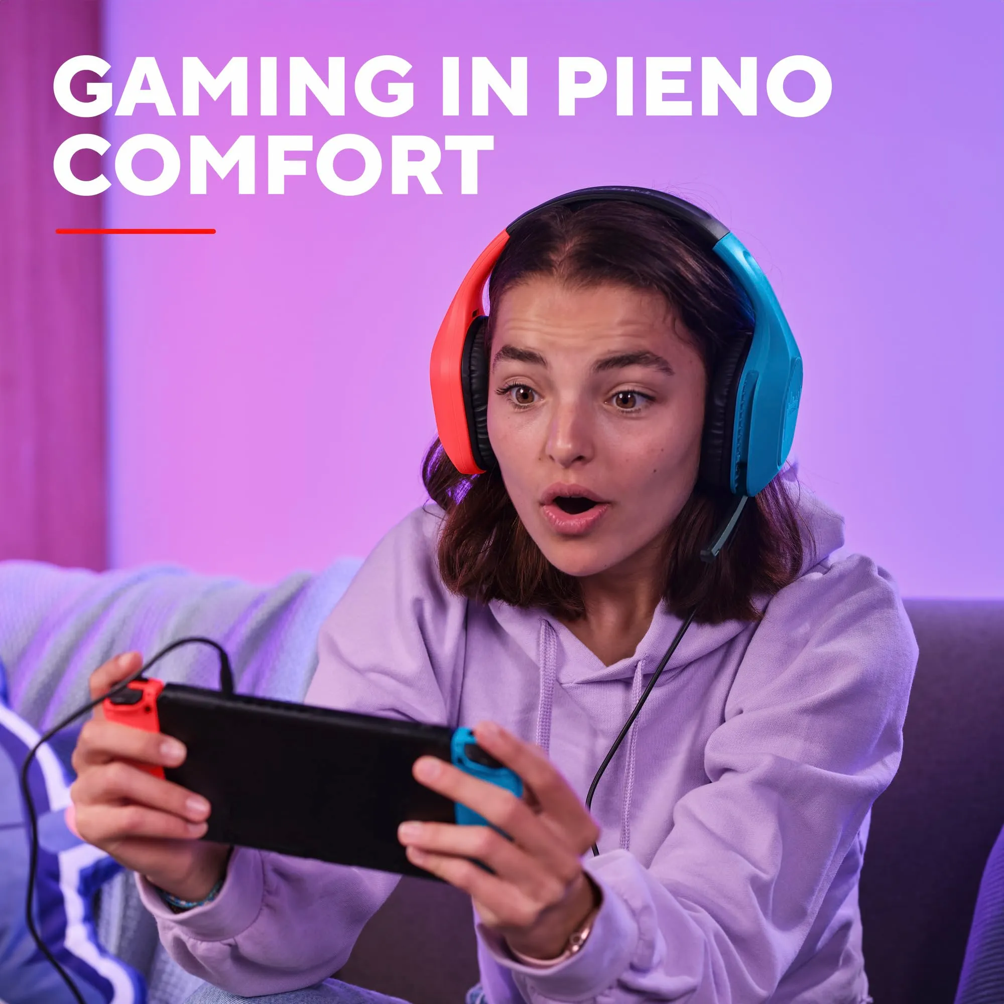 GXTrust Zirox Cuffie Gaming per Nintendo Switch, Blu/Rosso - immagine 6