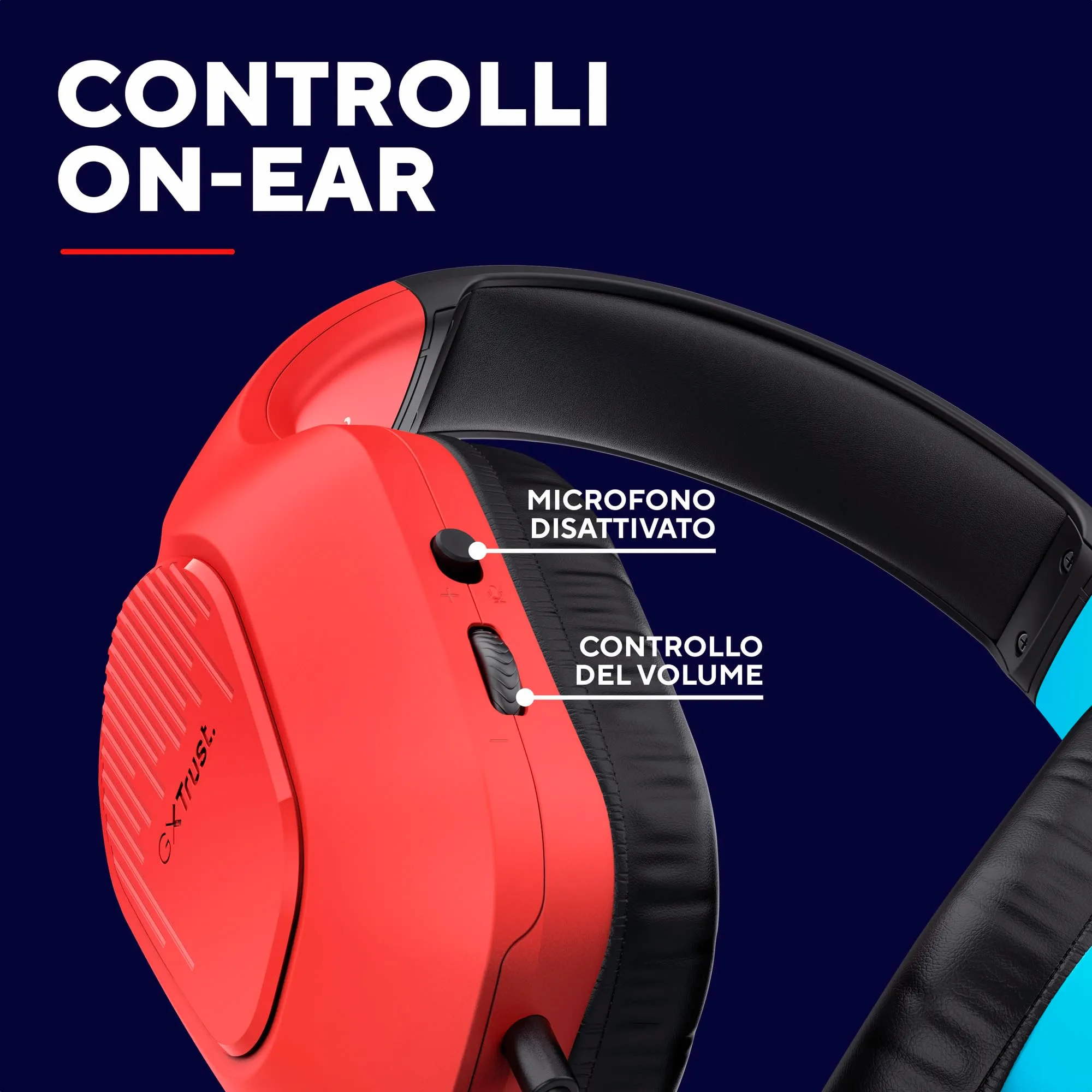 GXTrust Zirox Cuffie Gaming per Nintendo Switch, Blu/Rosso - immagine 7