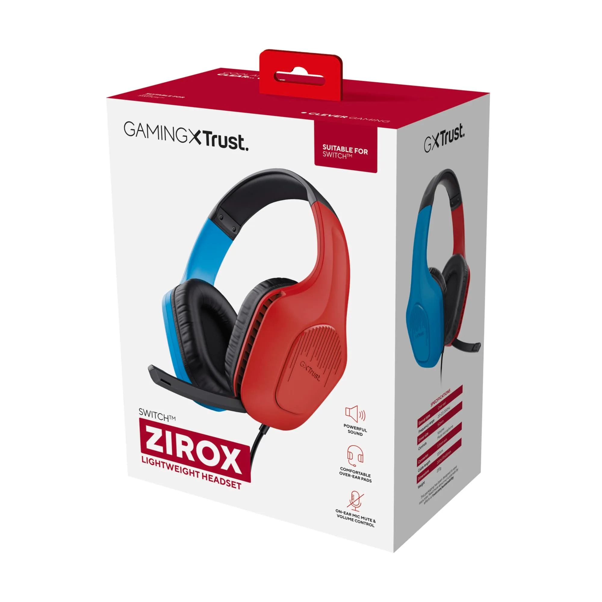 GXTrust Zirox Cuffie Gaming per Nintendo Switch, Blu/Rosso - immagine 14