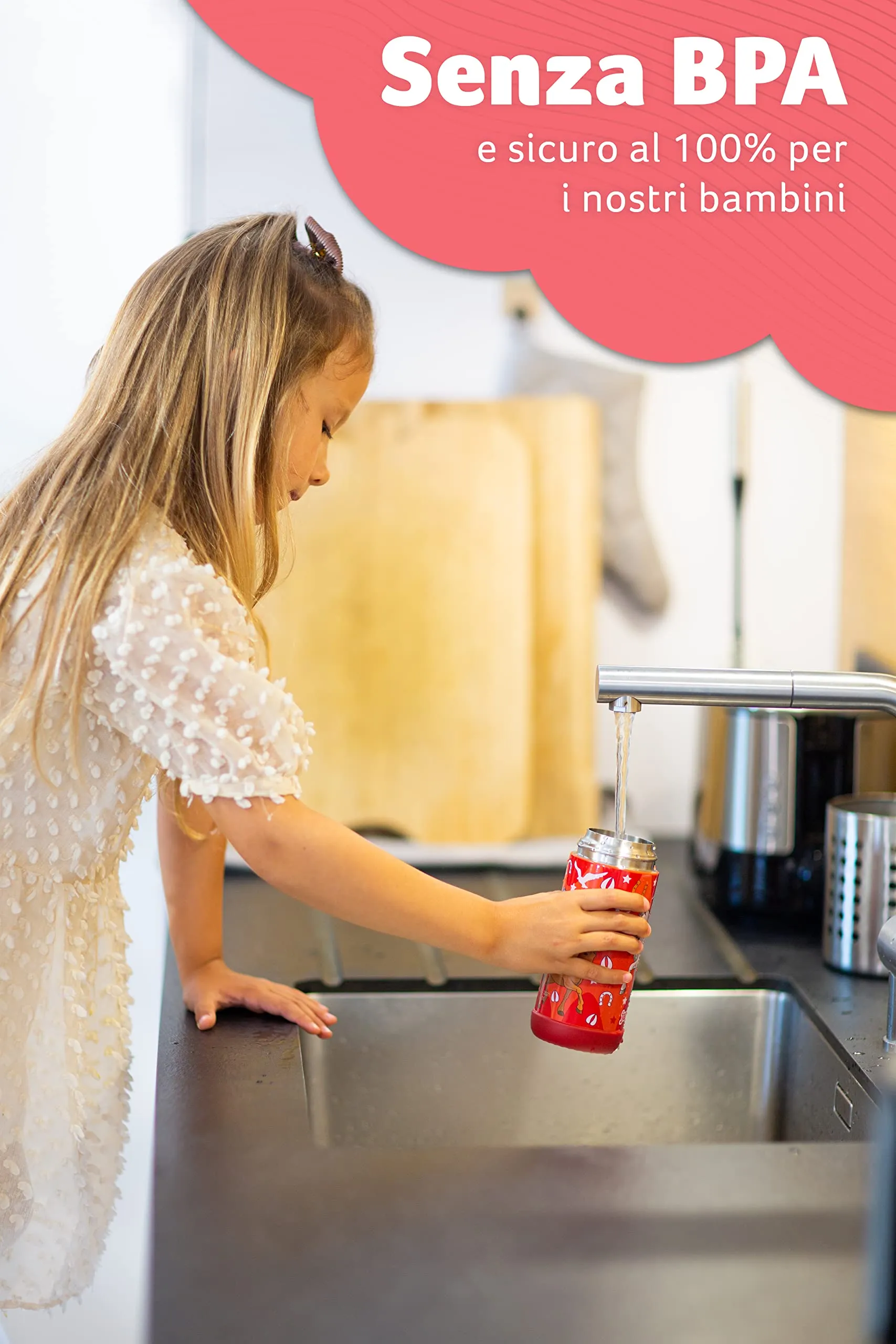 Jarlson Borraccia Termica Bambini Charli 350ml con Cannuccia in Acciaio Inox - Cavalla - immagine 5