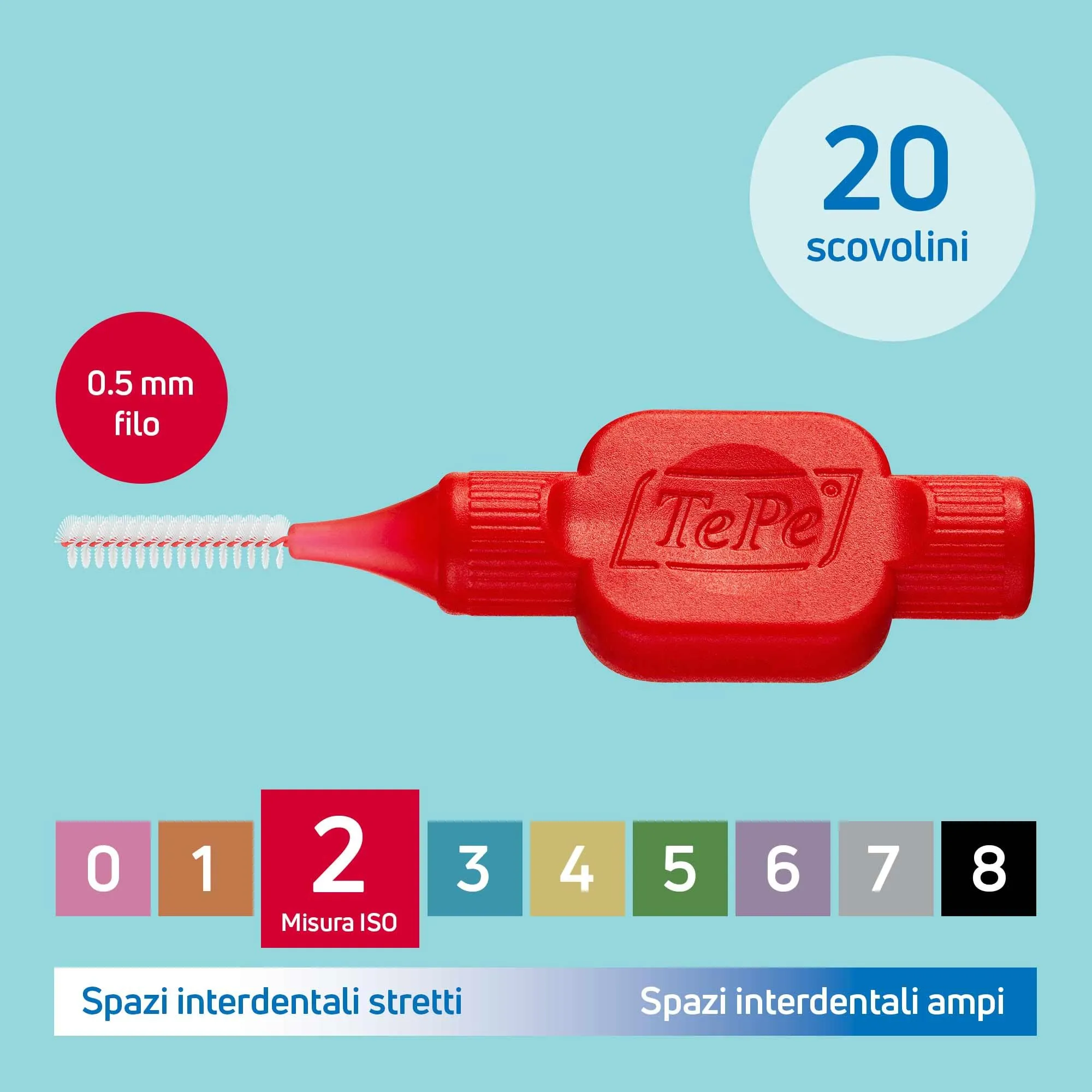 TePe Original Interdental Brushes, Red, 0.5mm/ISO 2, 20pz - immagine 3