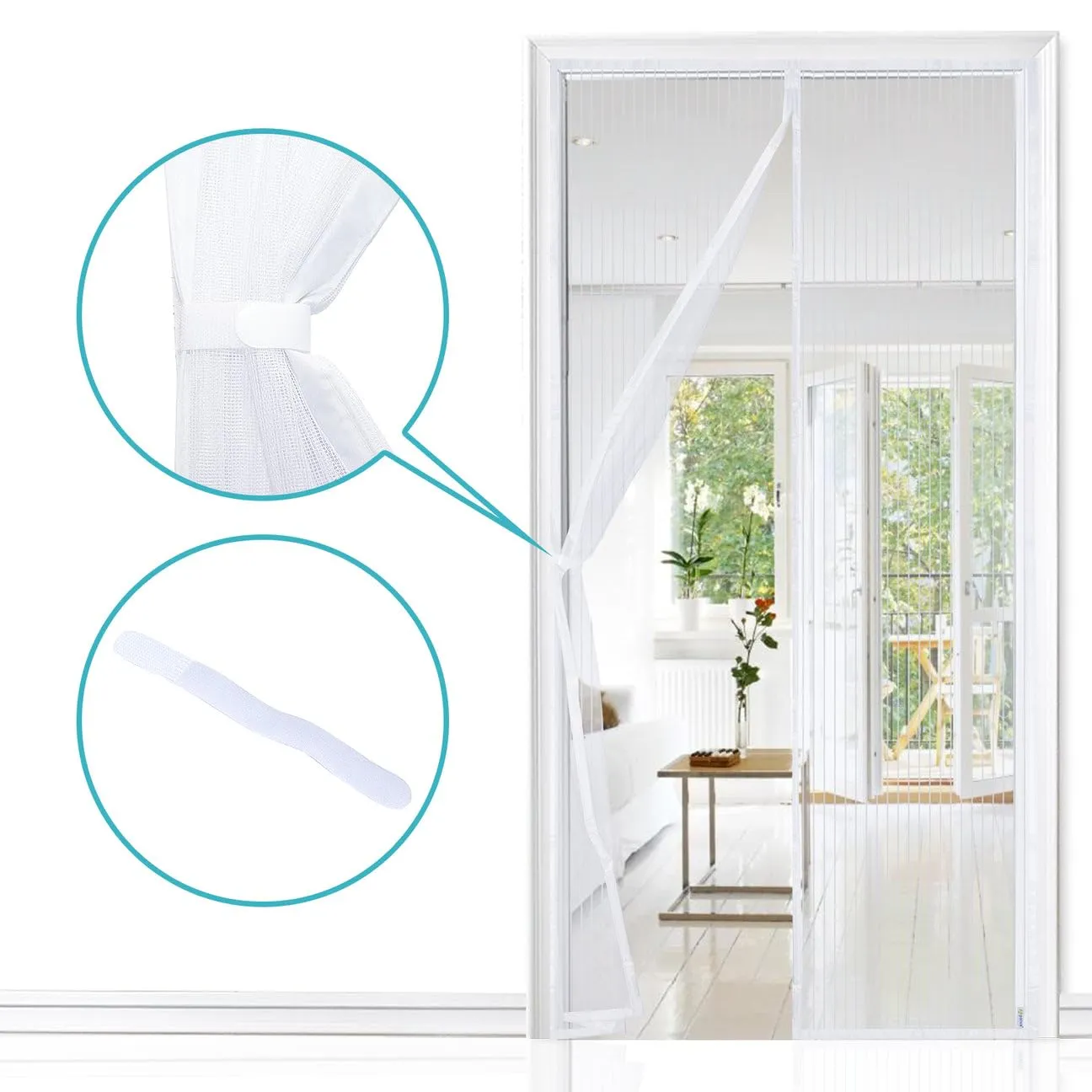 Apalus Zanzariera Magnetica per Porte, 120x250 cm, Bianco - immagine 2