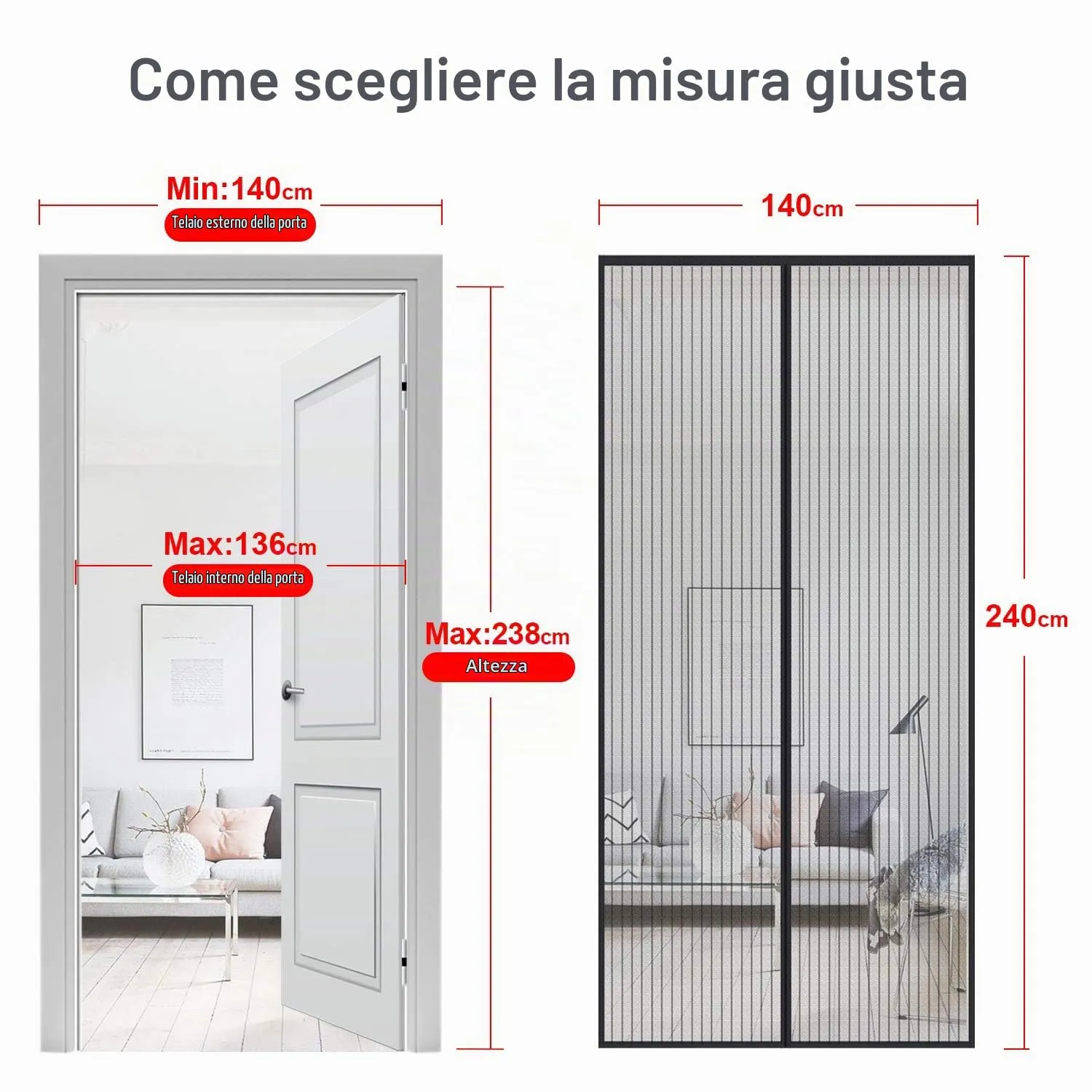 MYCARBON Zanzariera Magnetica per Porta e Finestra, 140x240cm, Nero - immagine 3