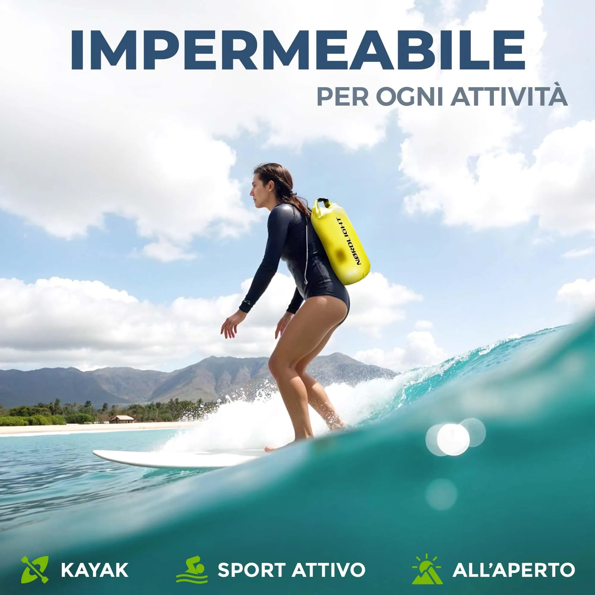 Nordlight Dry Bag Sacca Impermeabile 10L Gialla - immagine 8