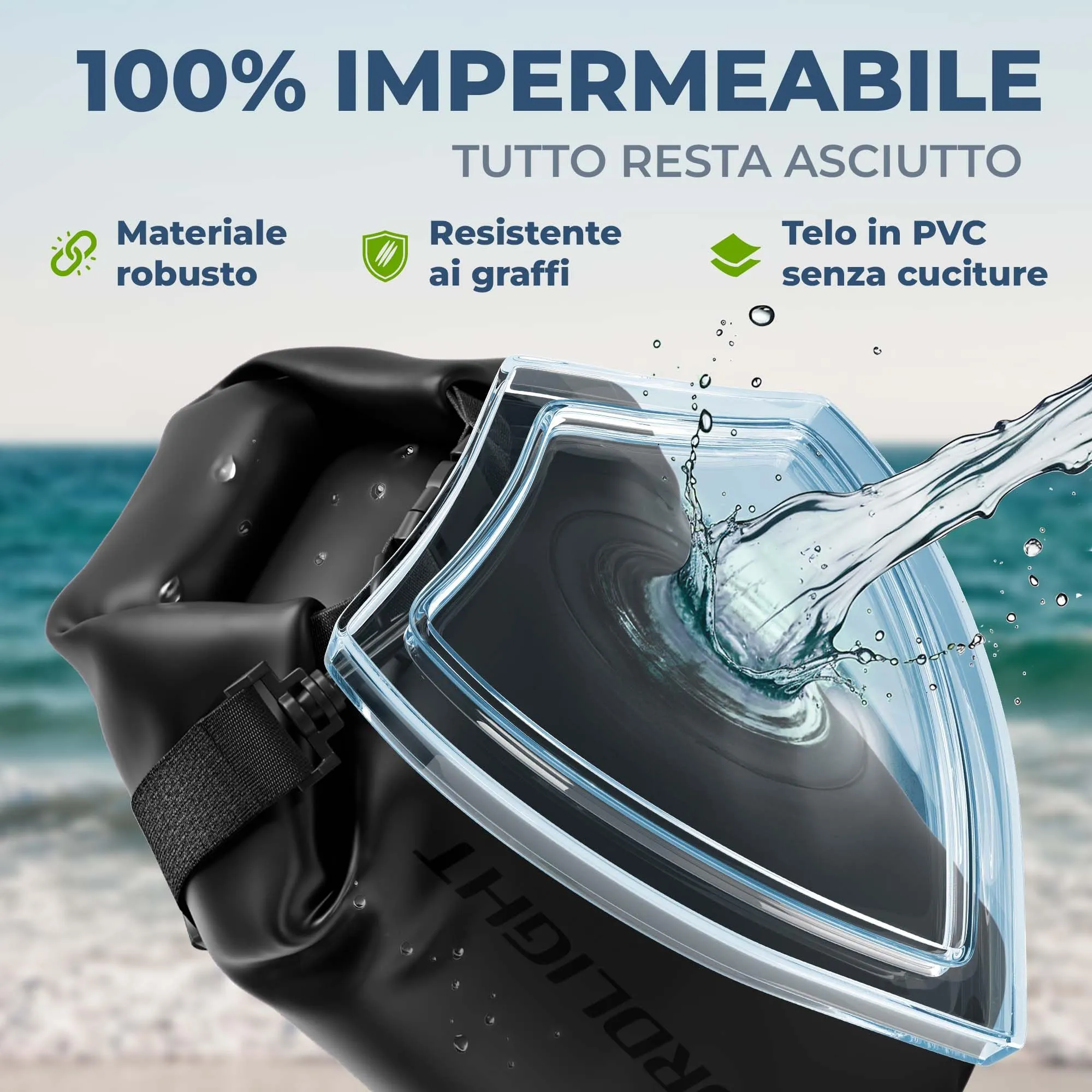 Nordlight Dry Bag Sacca Impermeabile, 5L, Nero - immagine 5