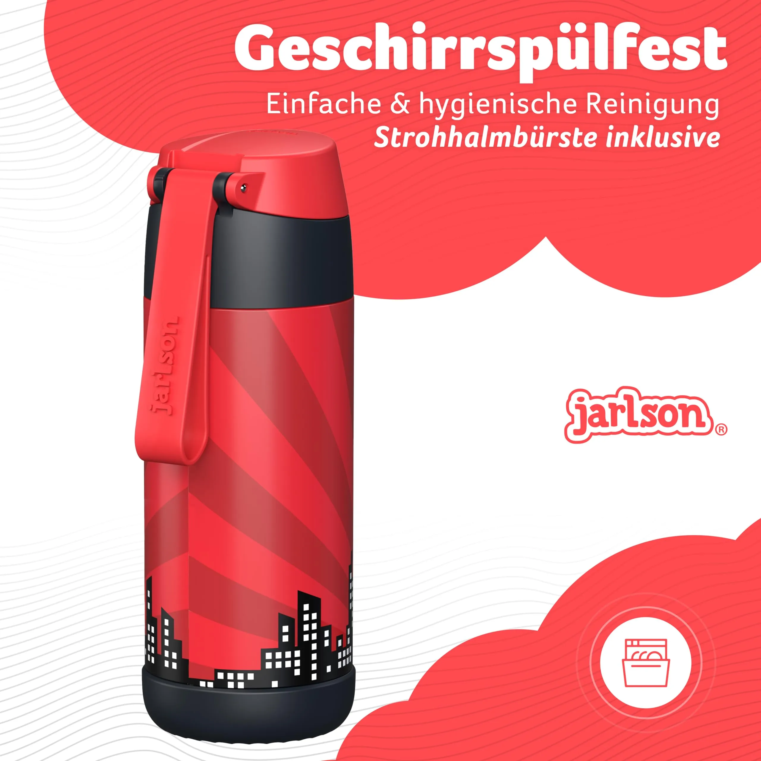 Jarlson Borraccia Termica Bambini Charli 350ml con Cannuccia in Acciaio Inox - immagine 4