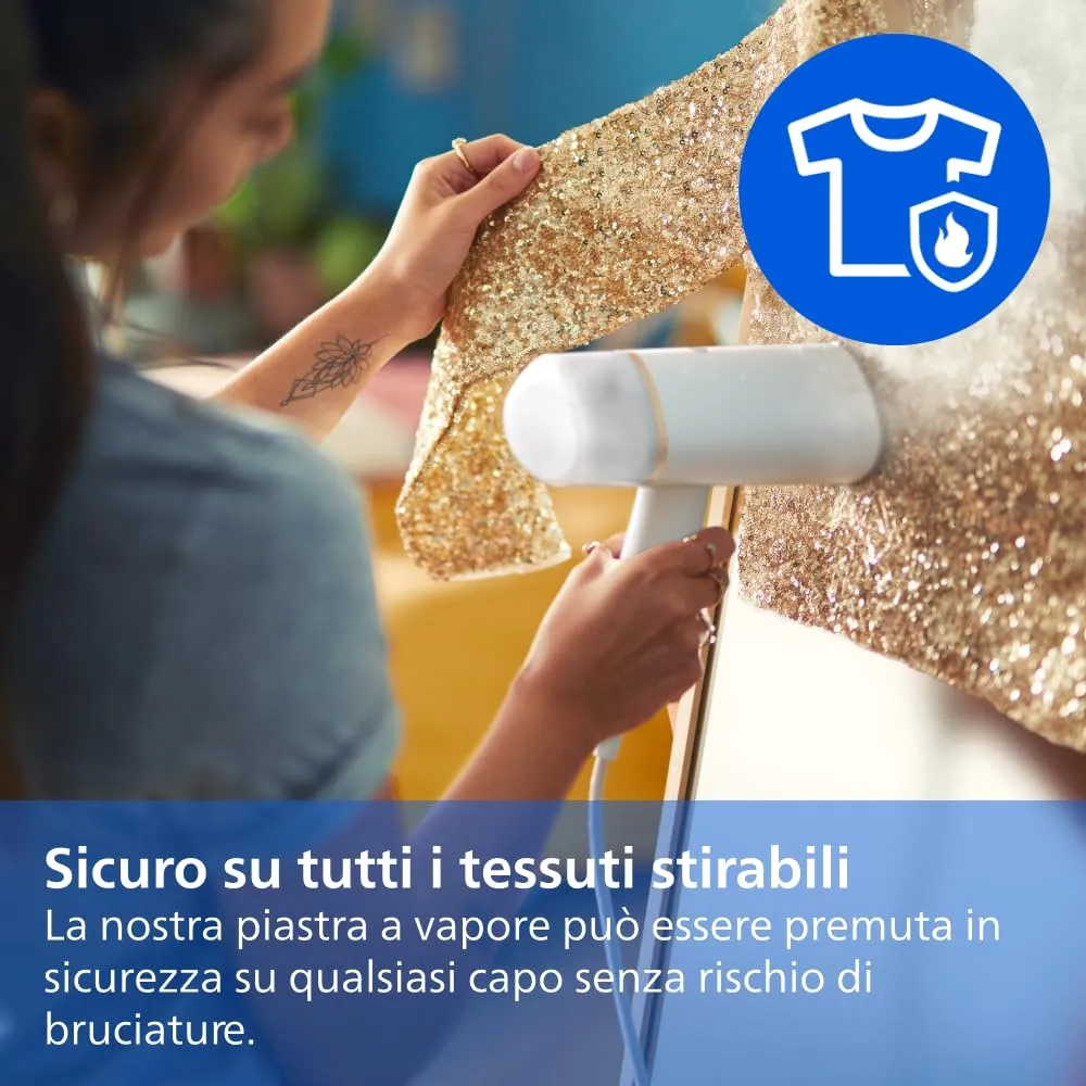 Philips 3000 Ferro da Stiro Verticale a Vapore Pieghevole STH3020/10, 20 g/min, 1000W, Bianco - immagine 6