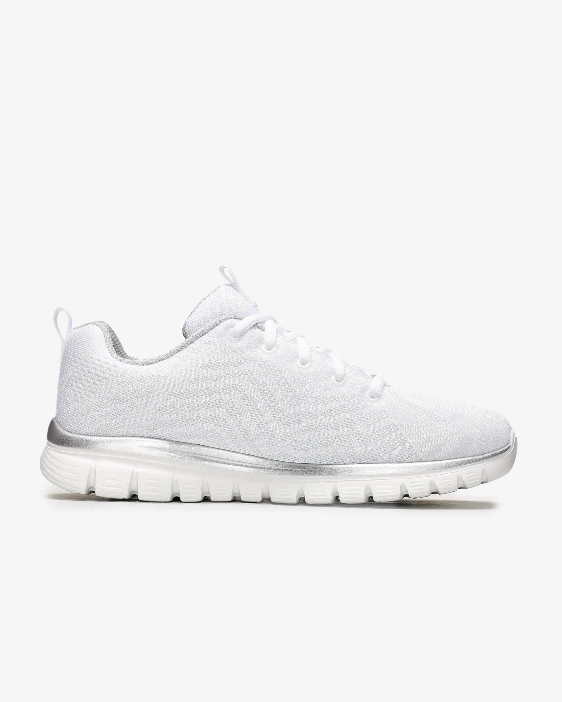 Skechers Donna Graceful Get Connected Trainers, White Mesh/Silver Trim, 42 EU - immagine 2