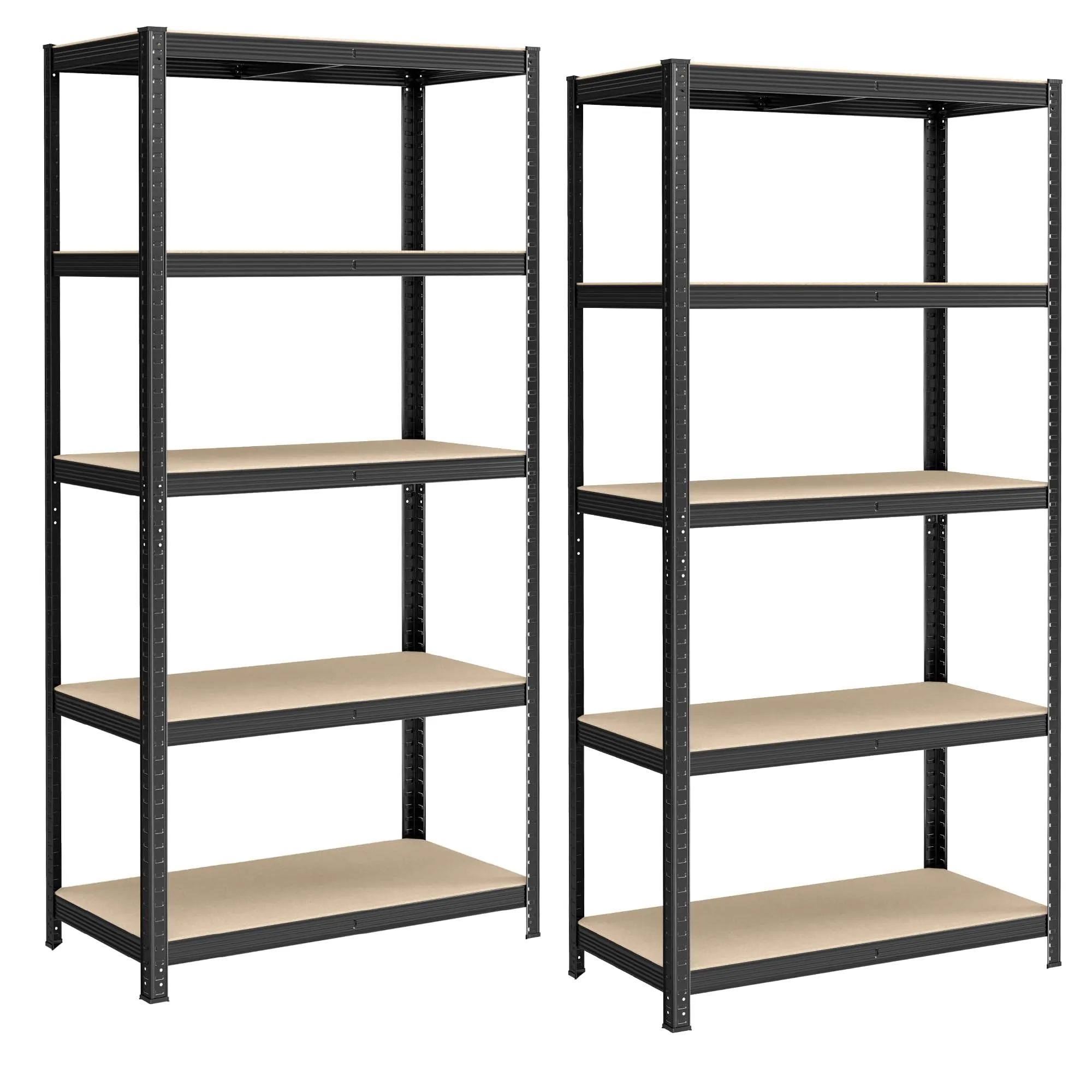SONGMICS Set di 2 Scaffali in Metallo a 5 Ripiani, 50 x 100 x 200 cm, Nero GLR050B02 - immagine 1