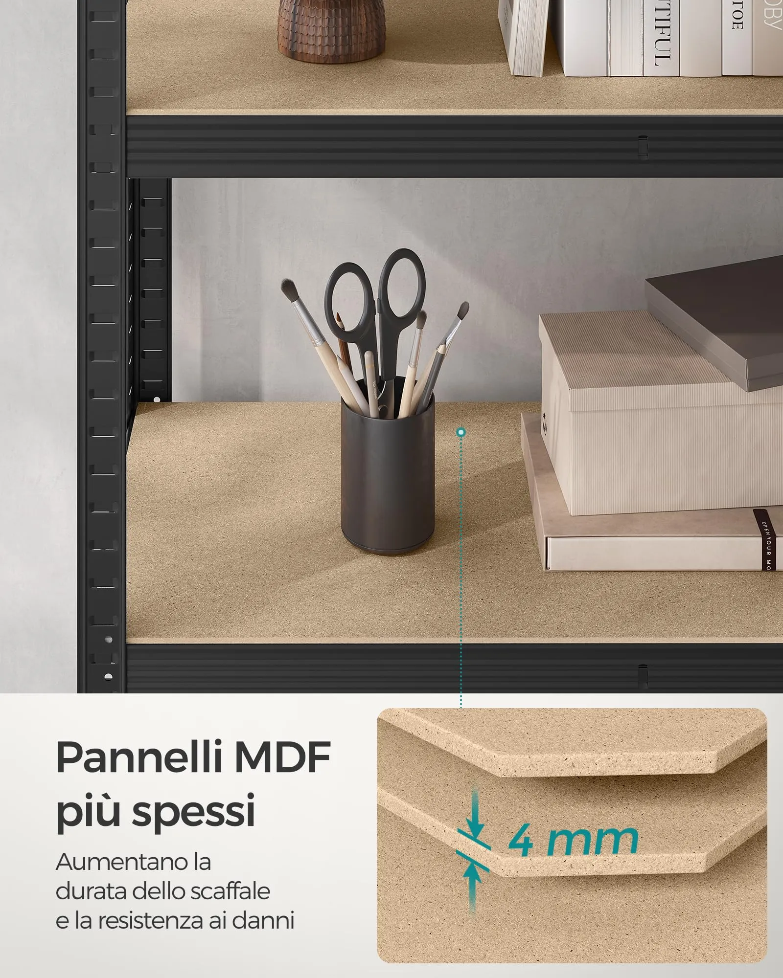 SONGMICS Set di 2 Scaffali in Metallo a 5 Ripiani, 50 x 100 x 200 cm, Nero GLR050B02 - immagine 8