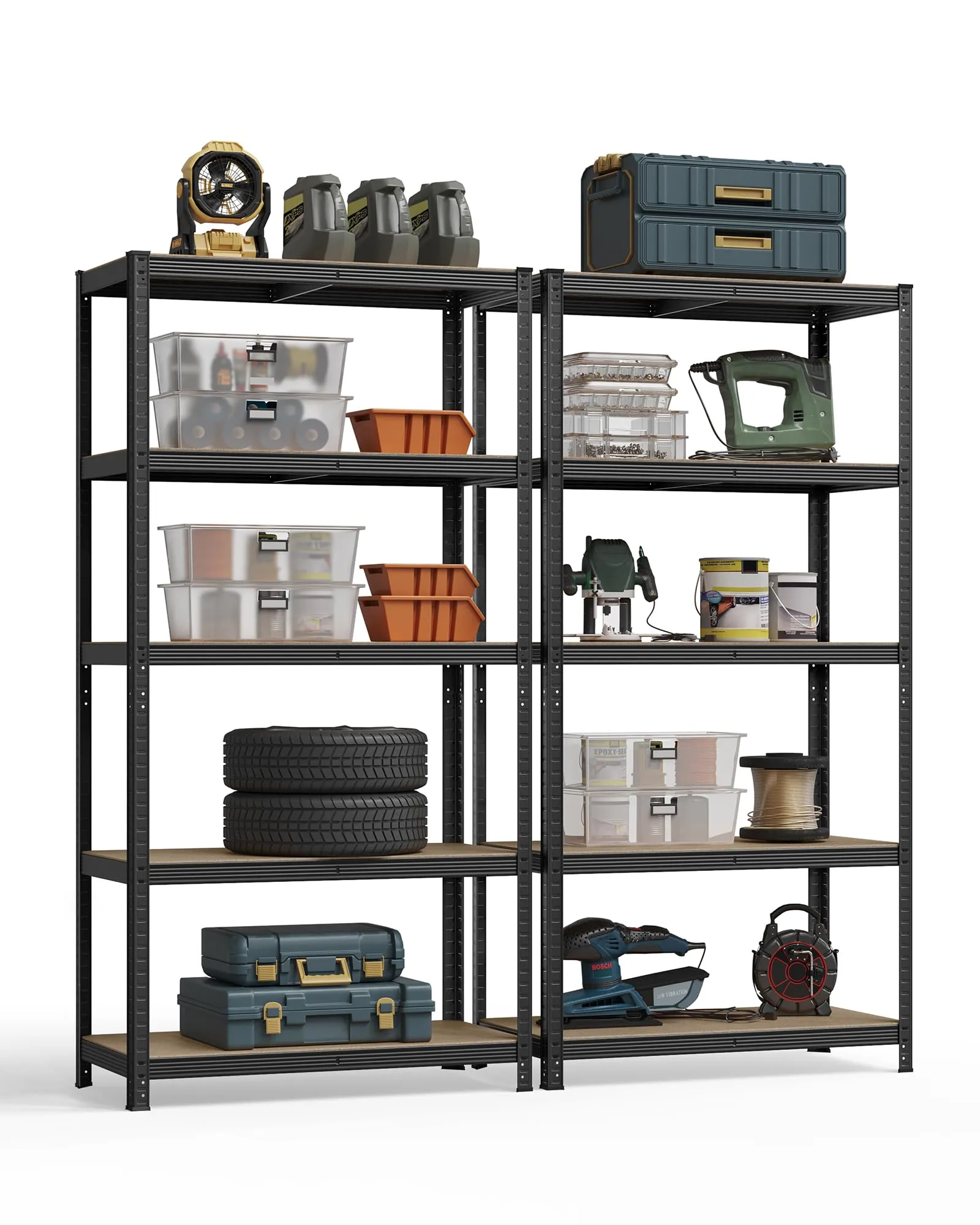 SONGMICS Set di 2 Scaffali in Metallo a 5 Ripiani, 50 x 100 x 200 cm, Nero GLR050B02 - immagine 9