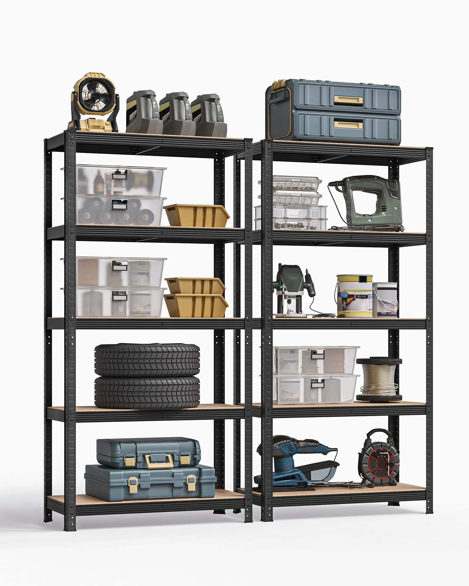 SONGMICS Set di 2 Scaffali in Metallo a 5 Ripiani Regolabili, 40 x 90 x 180 cm, Nero GLR040B02 - immagine 9