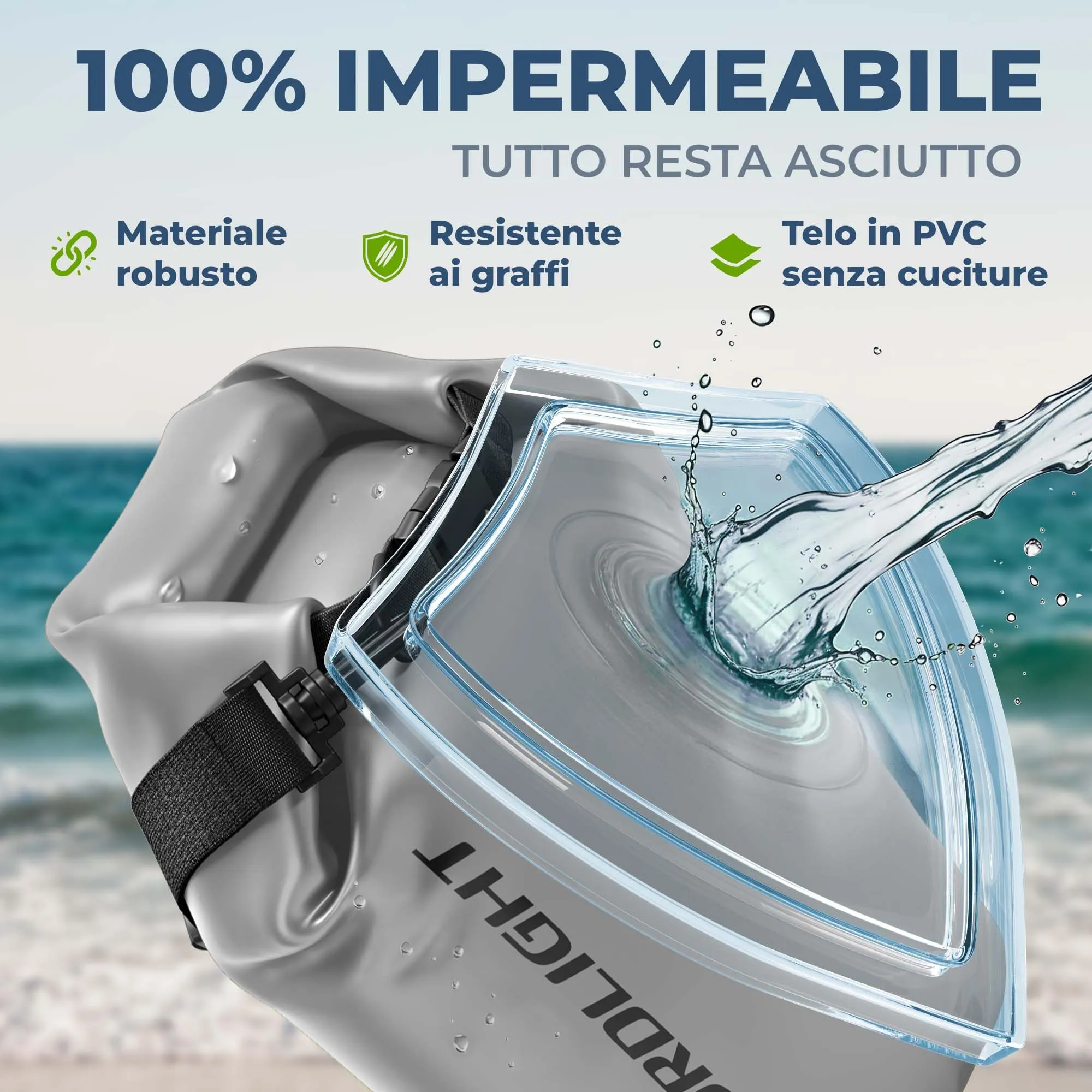 Nordlight Dry Bag Sacca Impermeabile, 2L, Antracite - immagine 5