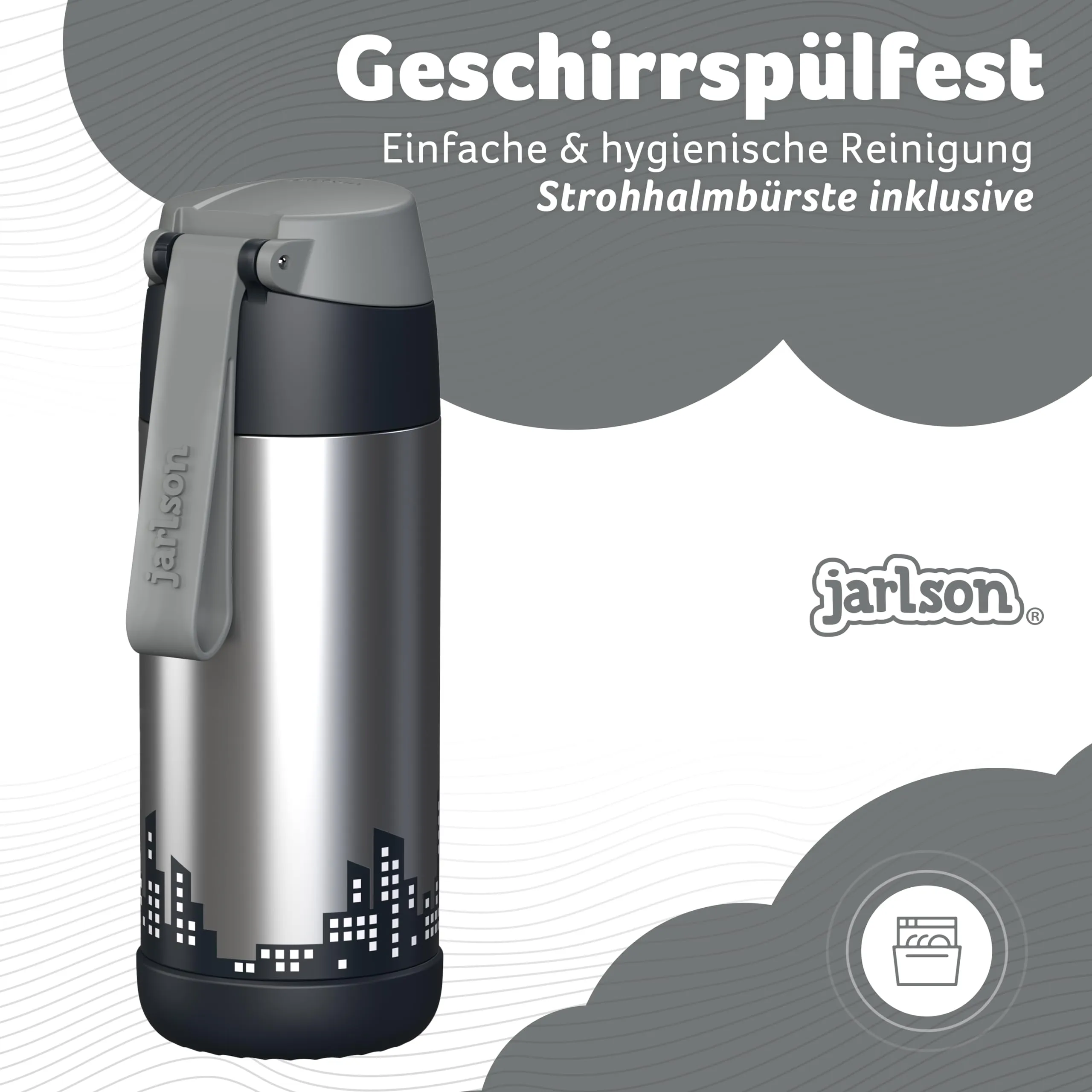Jarlson Borraccia Termica Bambini Charli 350ml con Cannuccia in Acciaio Inox - immagine 4