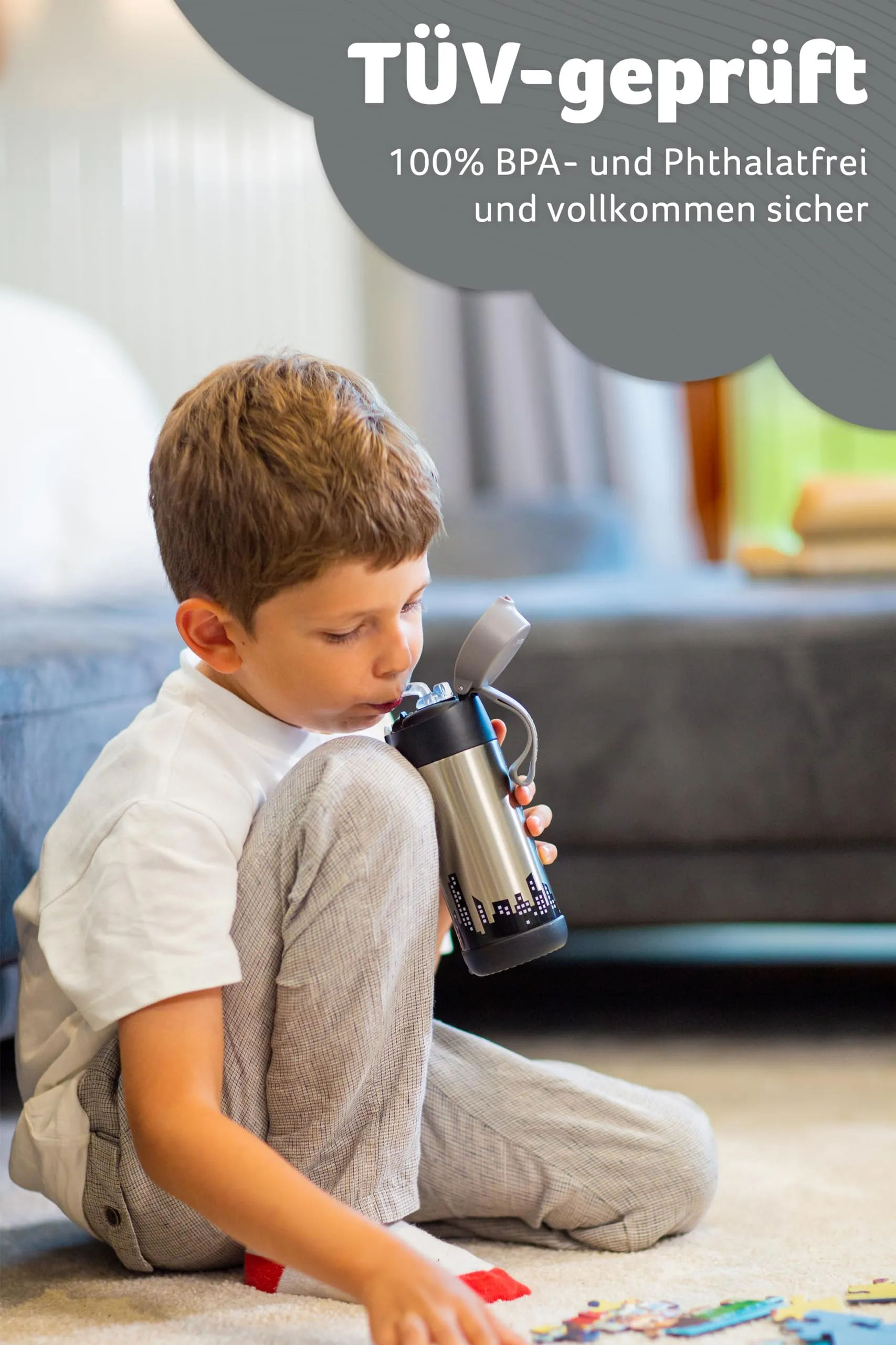 Jarlson Borraccia Termica Bambini Charli 350ml con Cannuccia in Acciaio Inox - immagine 5