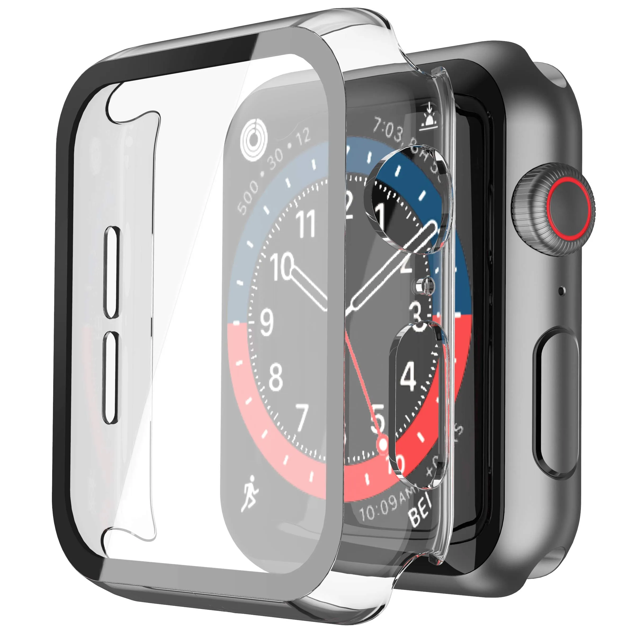 Misxi Custodia Rigida Trasparente con Pellicola Protettiva in Vetro per Apple Watch Series 4/5/6/SE/SE 2, 40 mm, 2 pezzi - immagine 1