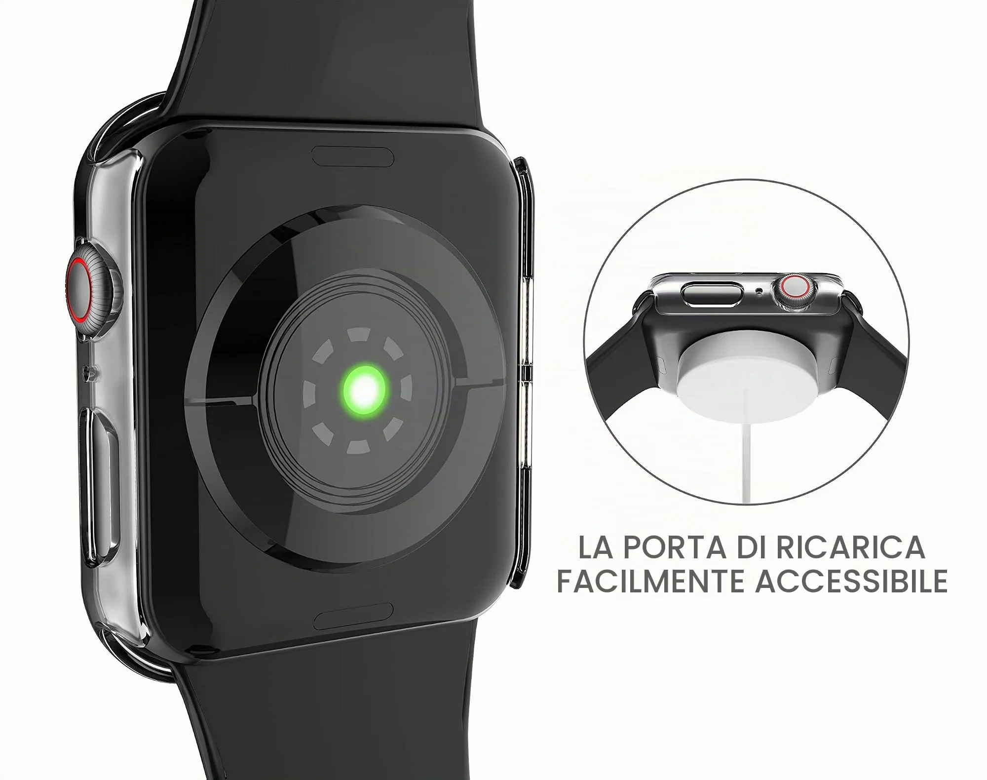 Misxi Custodia Rigida Trasparente con Pellicola Protettiva in Vetro per Apple Watch Series 4/5/6/SE/SE 2, 40 mm, 2 pezzi - immagine 4