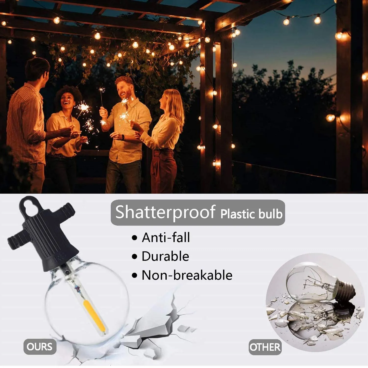 ZOTOYI Catena Luminose Esterno LED G40, 15M con 22 Lampadine - immagine 6