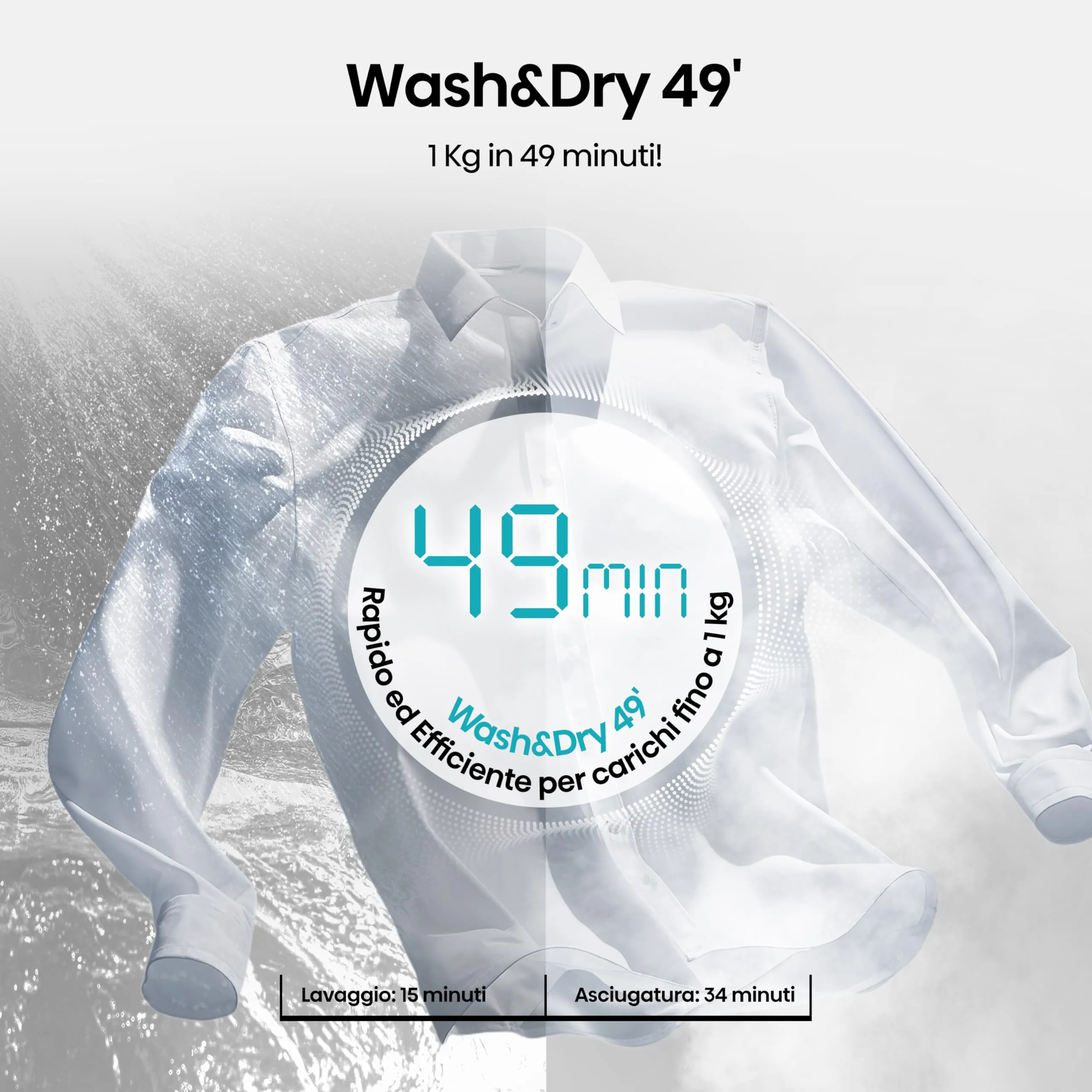 Hisense WD5I8043BWF Lavasciuga Slim a Carica Frontale 8 kg, Classe A, 1400 rpm, 15 Programmi, Vapore, Display Touch - immagine 6