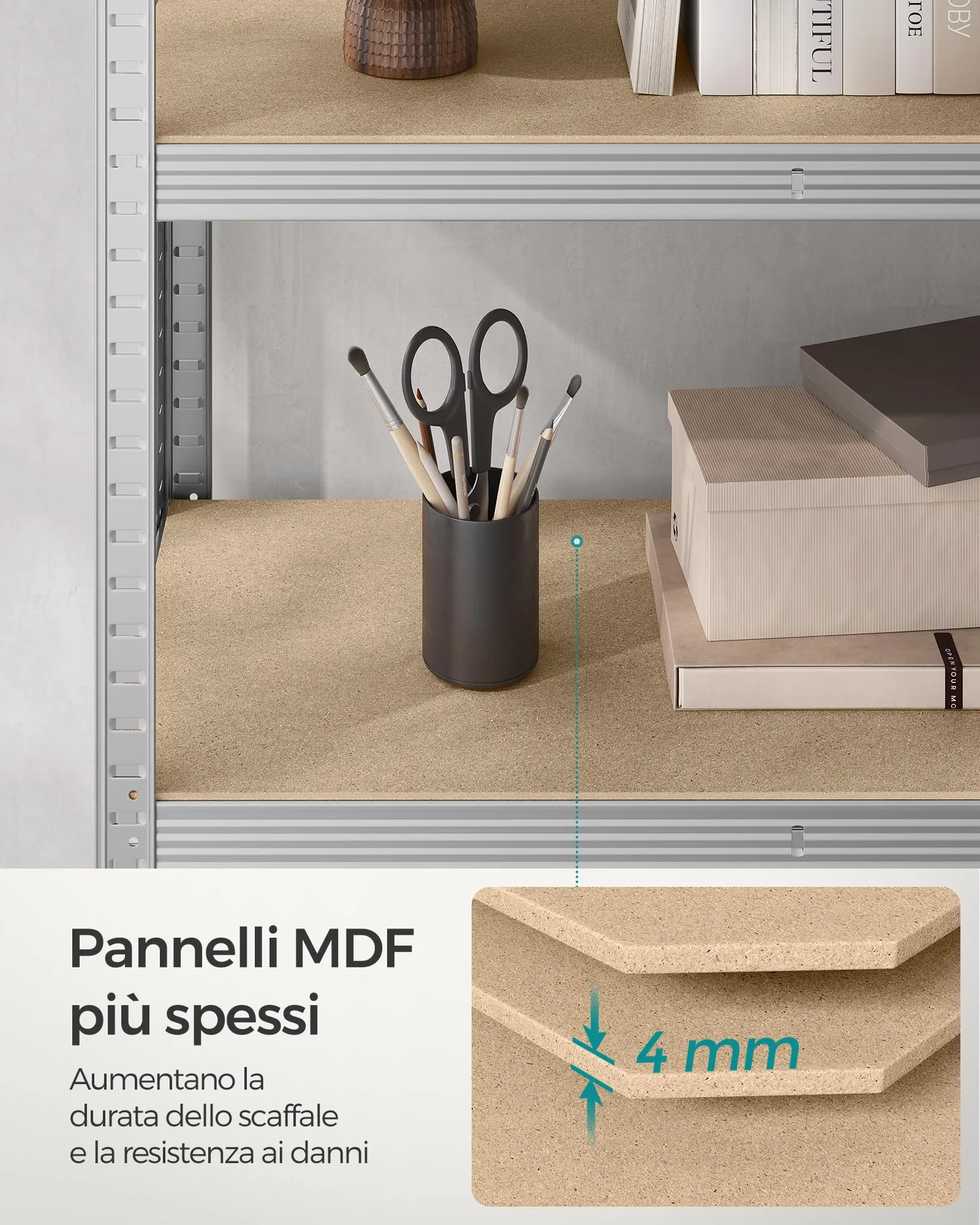 SONGMICS Set di 2 Scaffali in Metallo a 5 Ripiani Regolabili, 40 x 90 x 180 cm, Argento GLR040E02 - immagine 8
