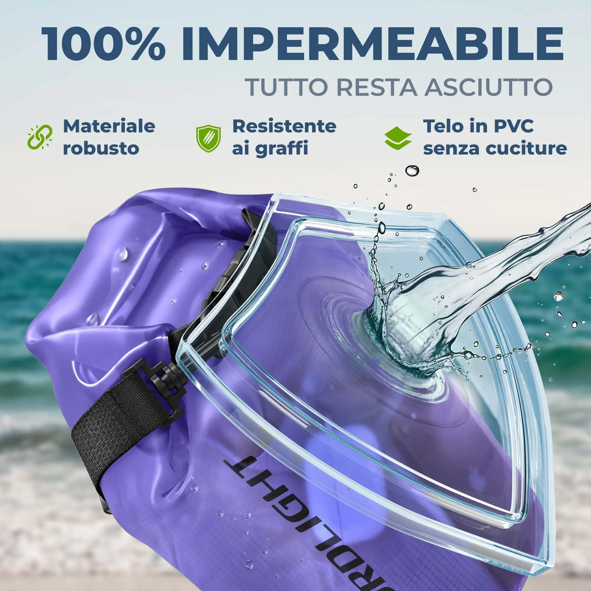 Nordlight Dry Bag Sacca Impermeabile 20L Viola - immagine 5