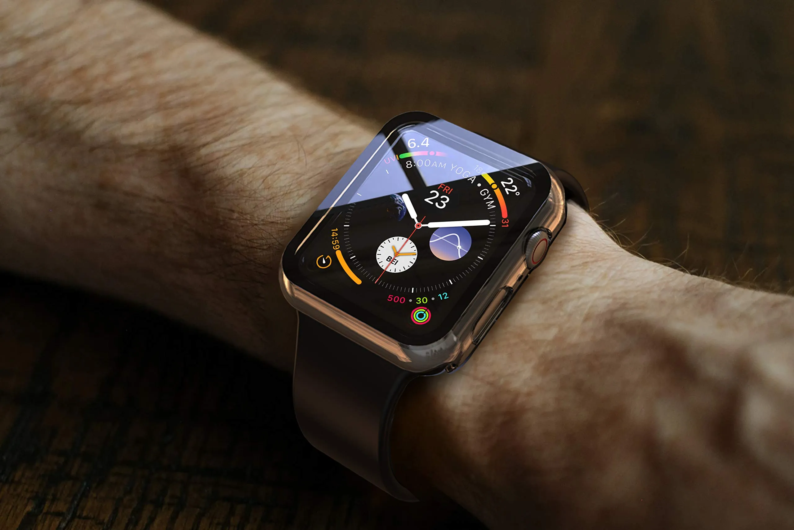 Misxi Cover con Vetro Temperato per Apple Watch SE3/SE2/SE/Serie 6/5/4 44mm, Trasparente (2 Pezzi) - immagine 6