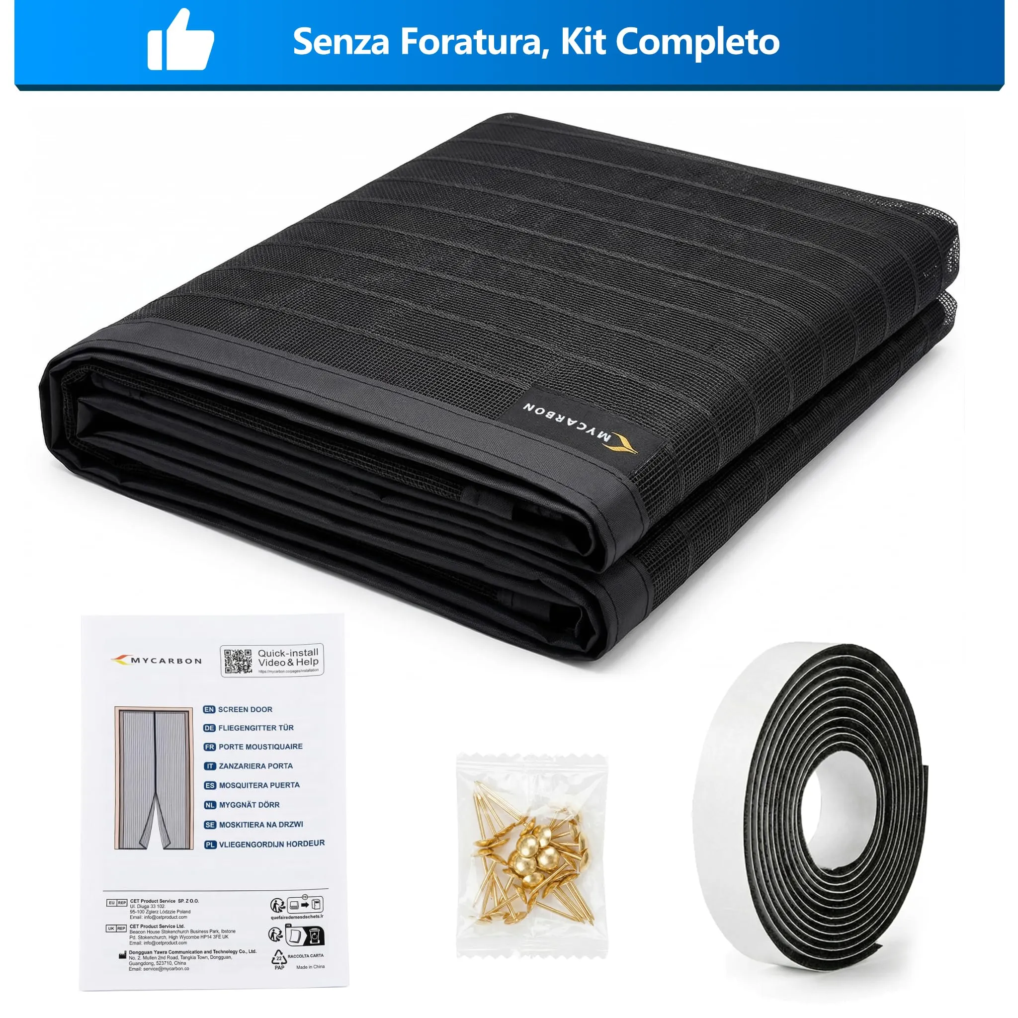MYCARBON Zanzariera Magnetica 110x230cm per Porta e Finestra, Nero - immagine 7