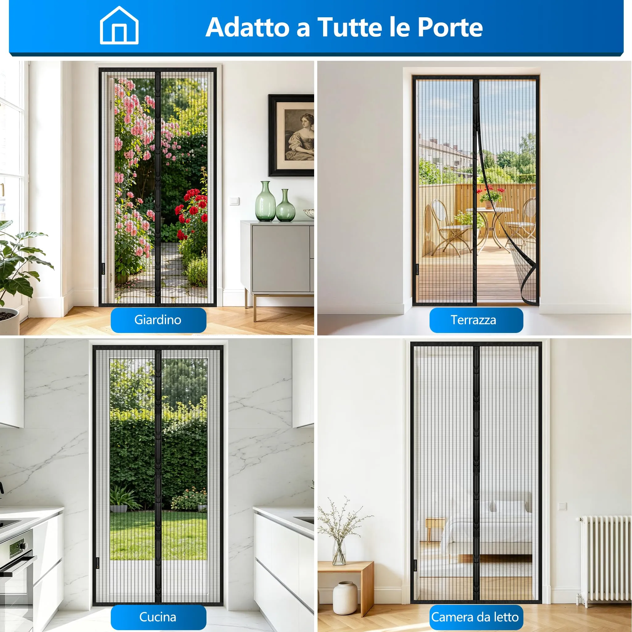 MYCARBON Zanzariera Magnetica 110x230cm per Porta e Finestra, Nero - immagine 8