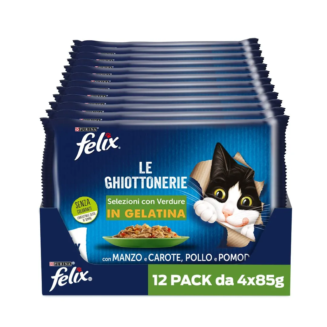 Felix Le Ghiottonerie Cibo Umido per Gatti Adulti, 48 Bustine da 85g - immagine 1