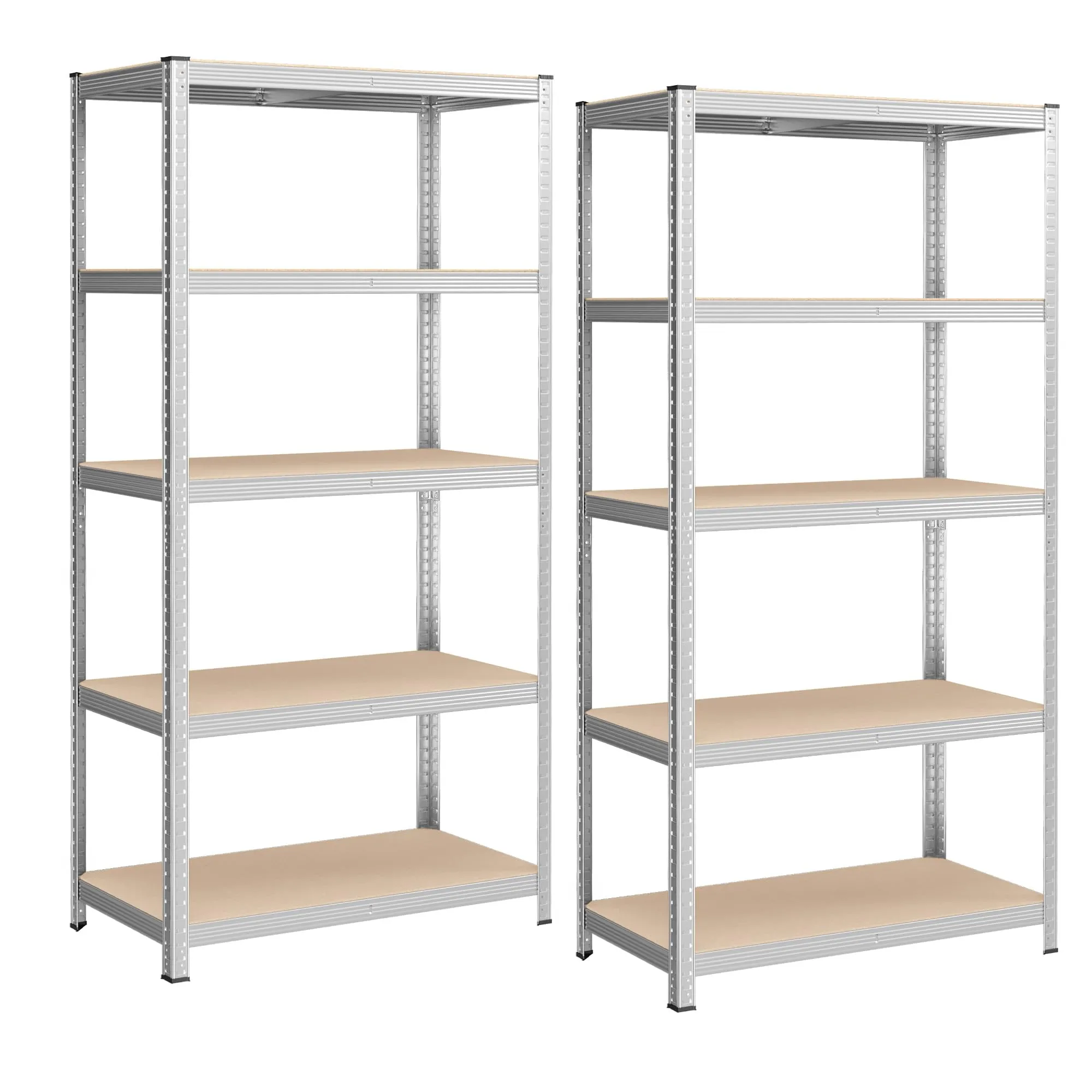 SONGMICS Set di 2 Scaffali in Metallo a 5 Ripiani Regolabili, 50 x 100 x 200 cm, Argento GLR050E02 - immagine 1