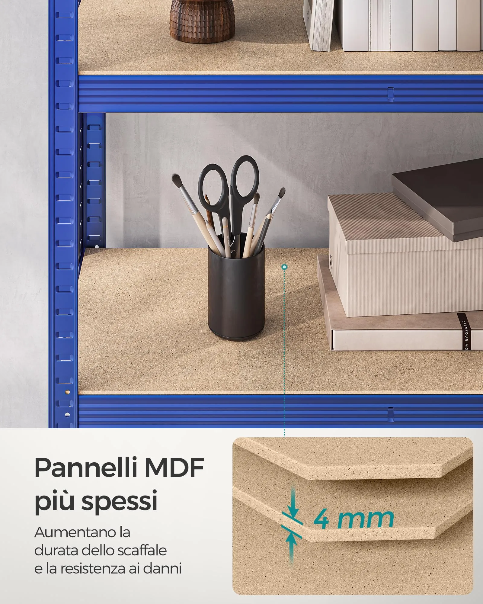 SONGMICS Set di 2 Scaffali in Metallo a 5 Ripiani Regolabili, 40 x 90 x 180 cm, Blu GLR040Q02 - immagine 8