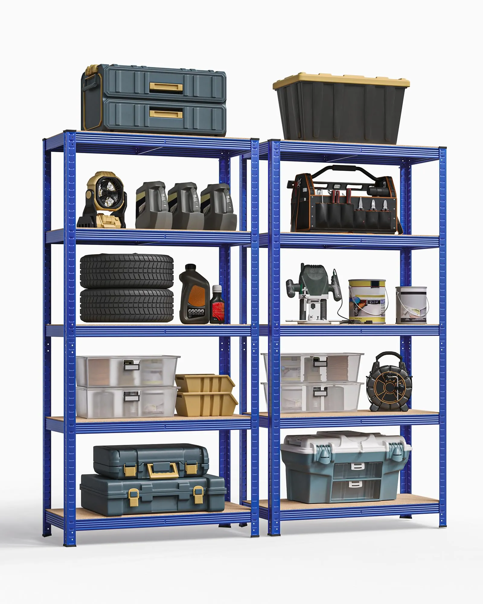 SONGMICS Set di 2 Scaffali in Metallo a 5 Ripiani Regolabili, 40 x 90 x 180 cm, Blu GLR040Q02 - immagine 9