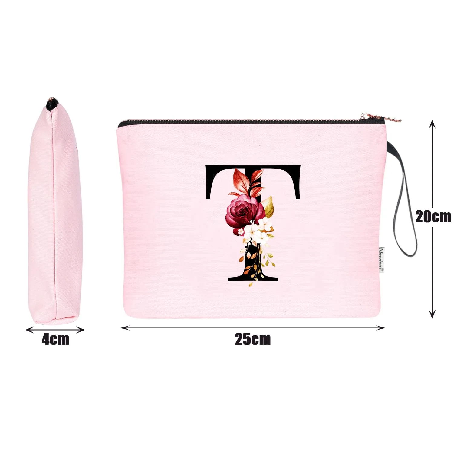 Vavabox Beauty Case con Iniziale Personalizzata T, Rosa - immagine 2