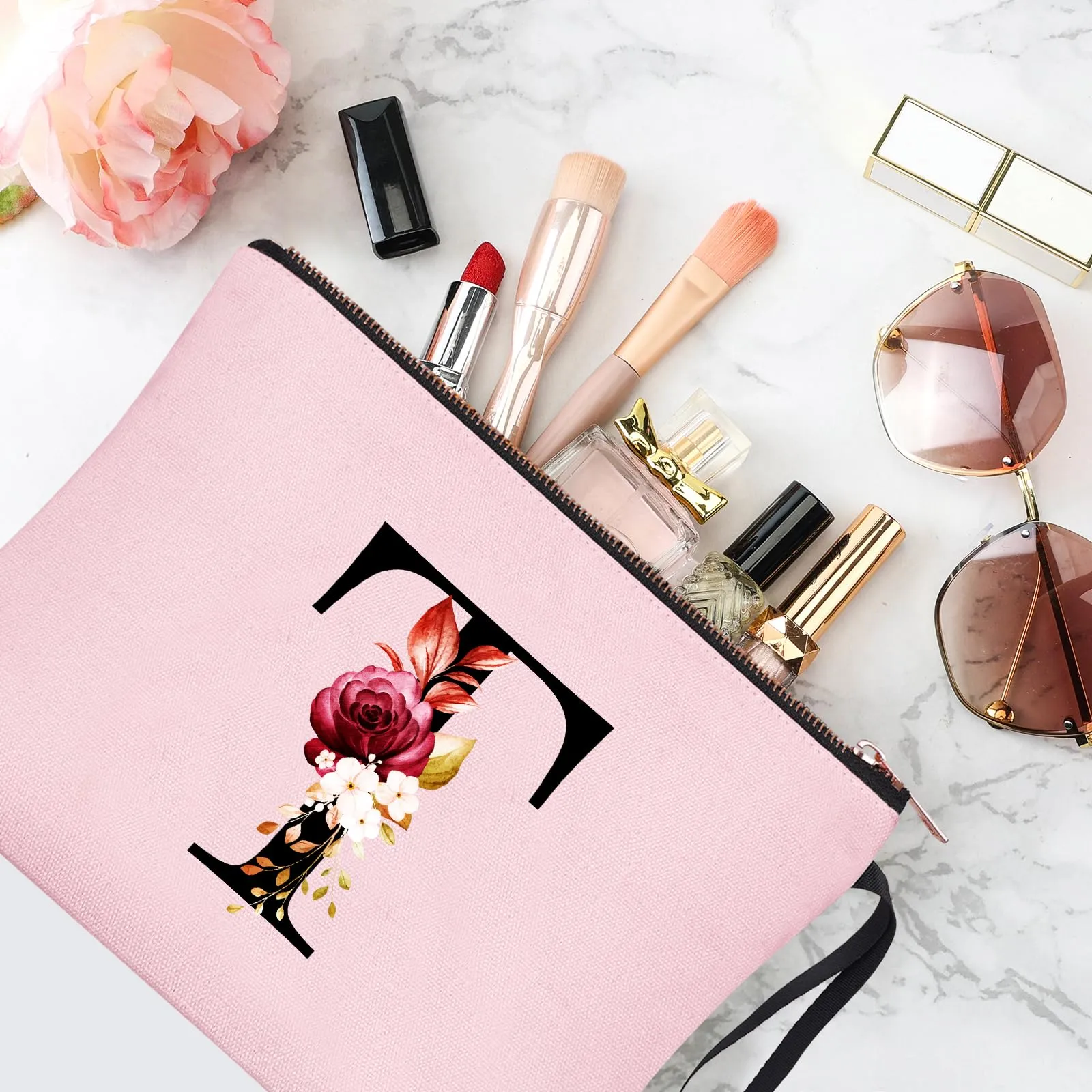 Vavabox Beauty Case con Iniziale Personalizzata T, Rosa - immagine 5