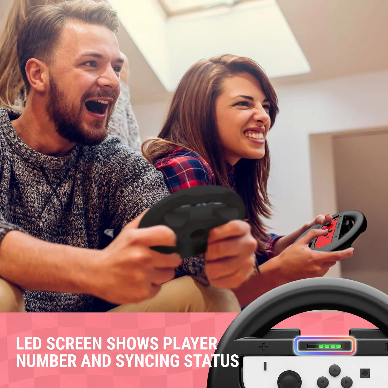 Orzly Joy-Con Steering Wheel Accessories for Nintendo Switch, Black (2 Pack) - immagine 4
