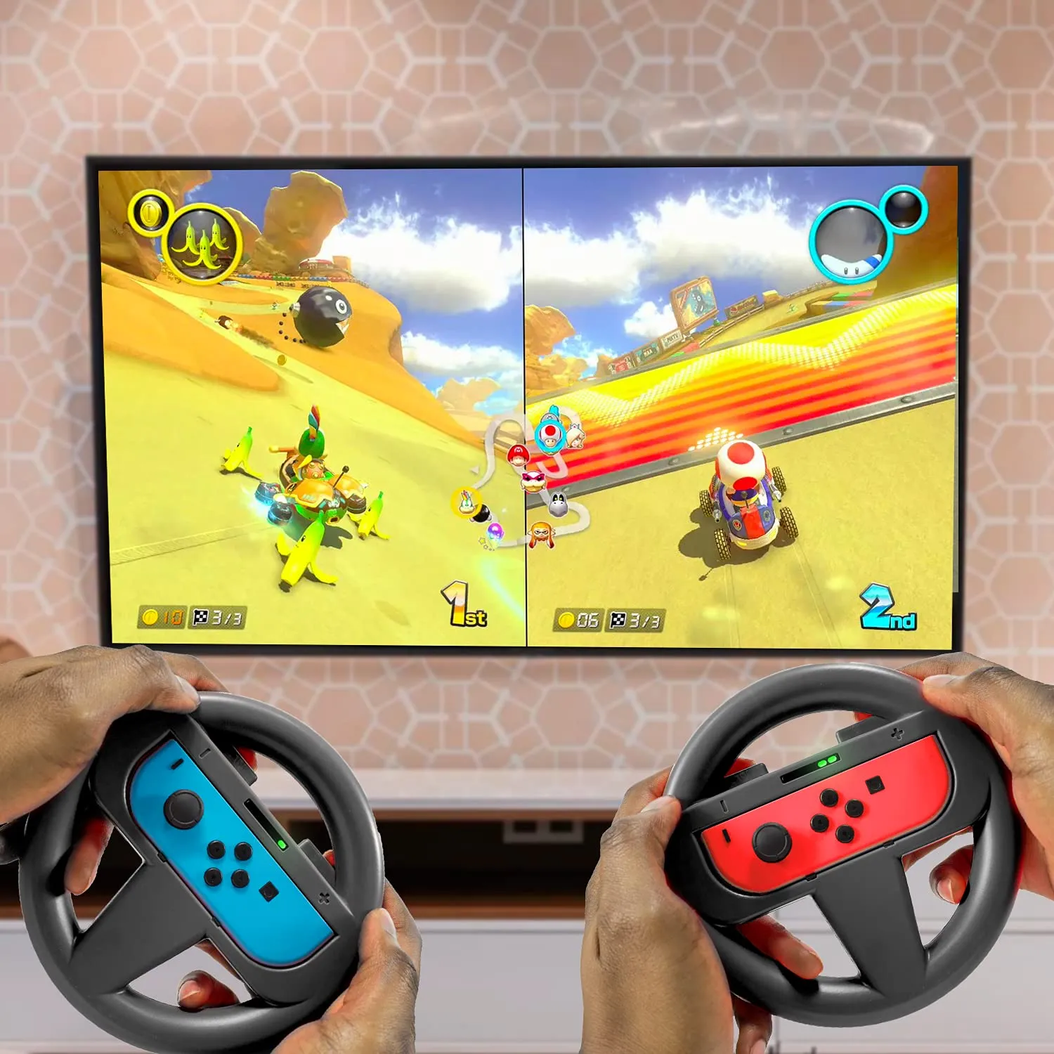 Orzly Joy-Con Steering Wheel Accessories for Nintendo Switch, Black (2 Pack) - immagine 8