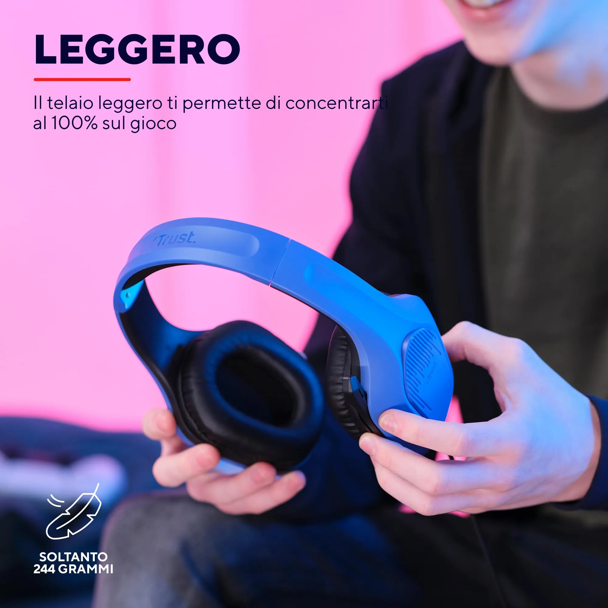 Trust Gaming GXT 415B Zirox Cuffie Gaming Blu per PC, Xbox, PS4, PS5, Switch, Mobile - immagine 2