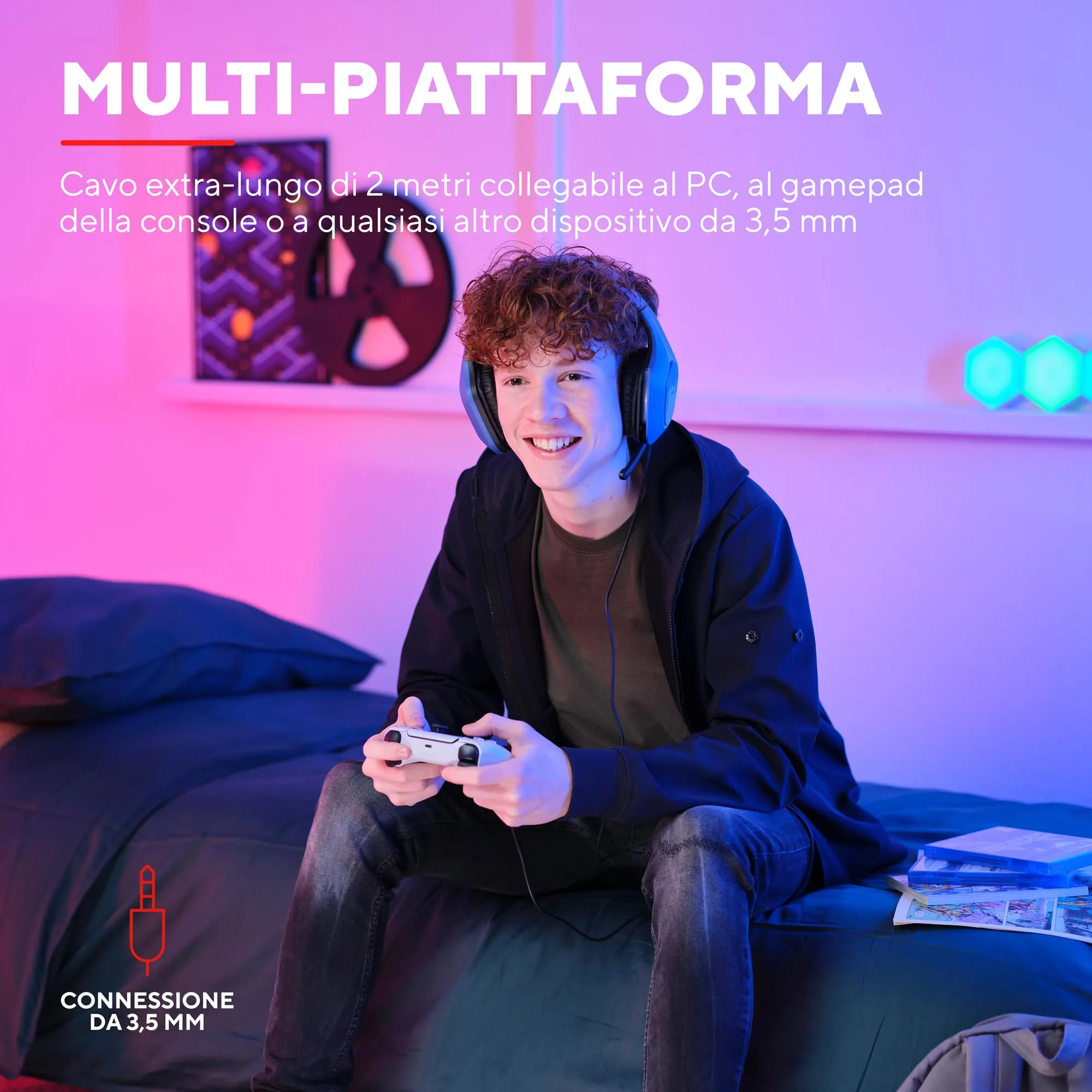 Trust Gaming GXT 415B Zirox Cuffie Gaming Blu per PC, Xbox, PS4, PS5, Switch, Mobile - immagine 4