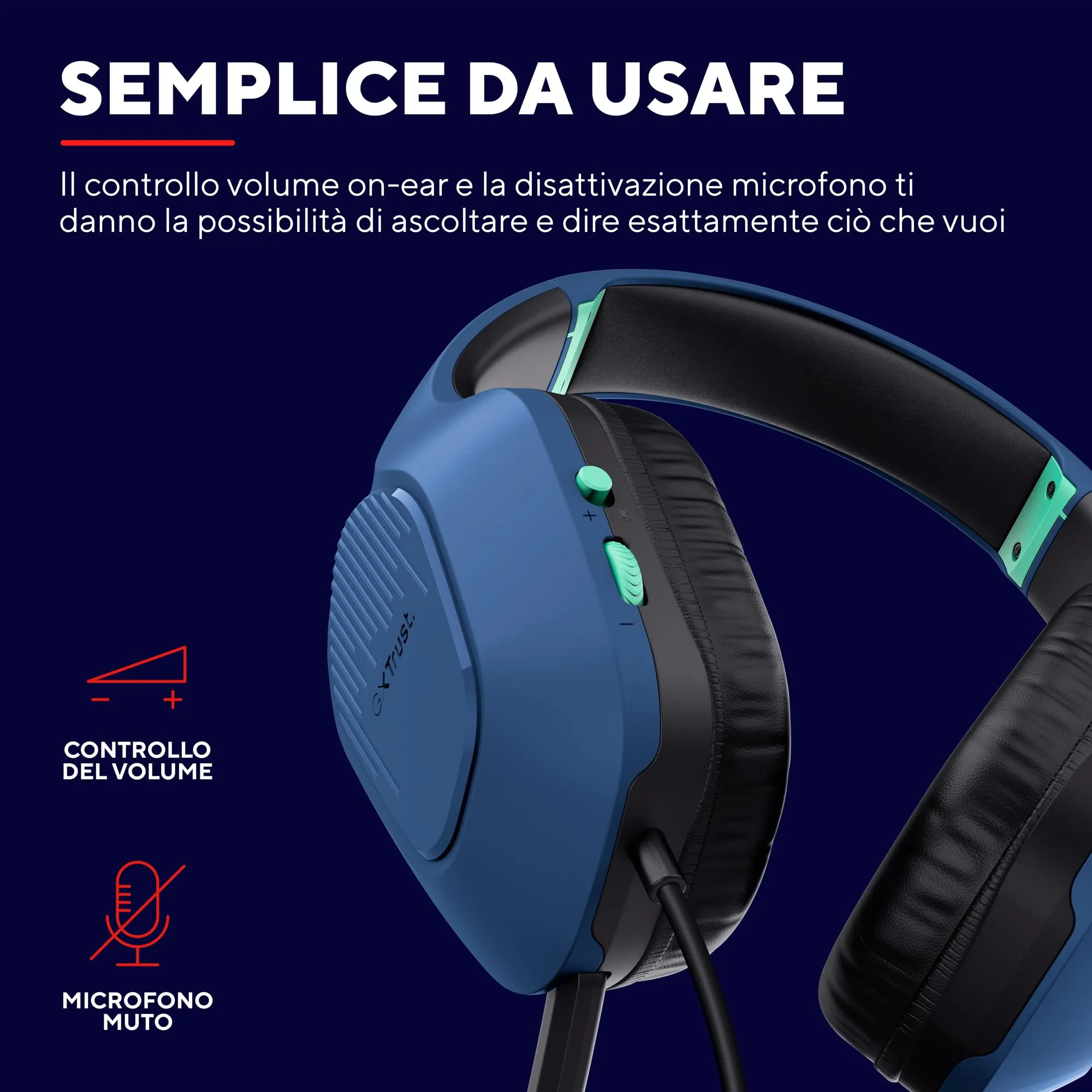 Trust Gaming GXT 415B Zirox Cuffie Gaming Blu per PC, Xbox, PS4, PS5, Switch, Mobile - immagine 6