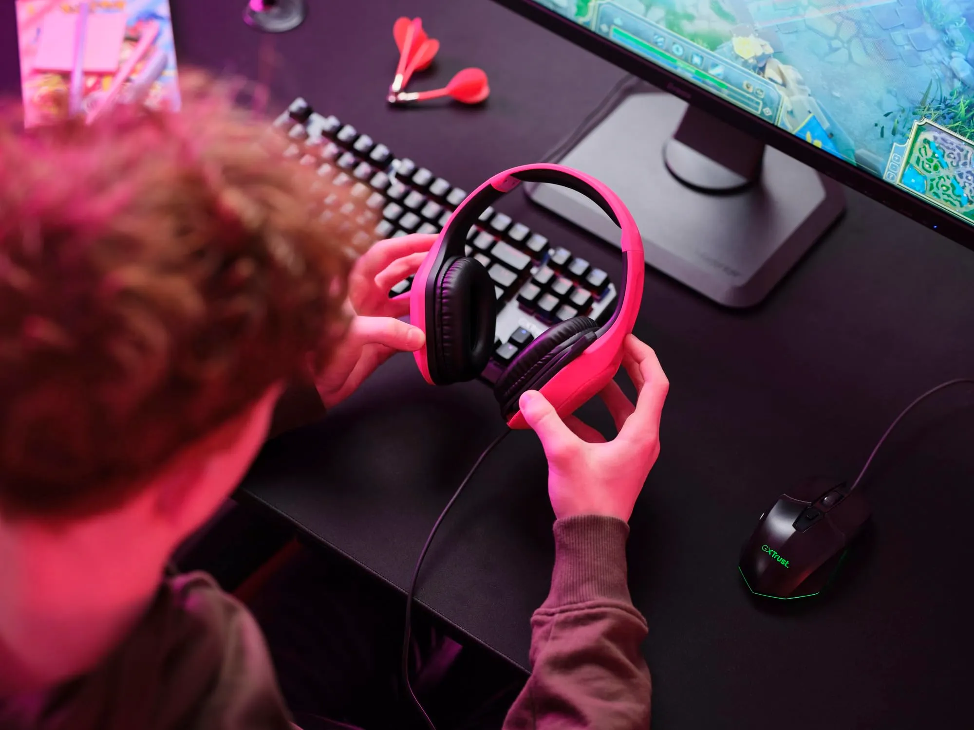Trust Gaming GXT 415P Zirox Cuffie Gaming Rosa - Driver 50mm, Jack 3.5mm, PC, Xbox, PS4, PS5, Switch, Mobile - immagine 8